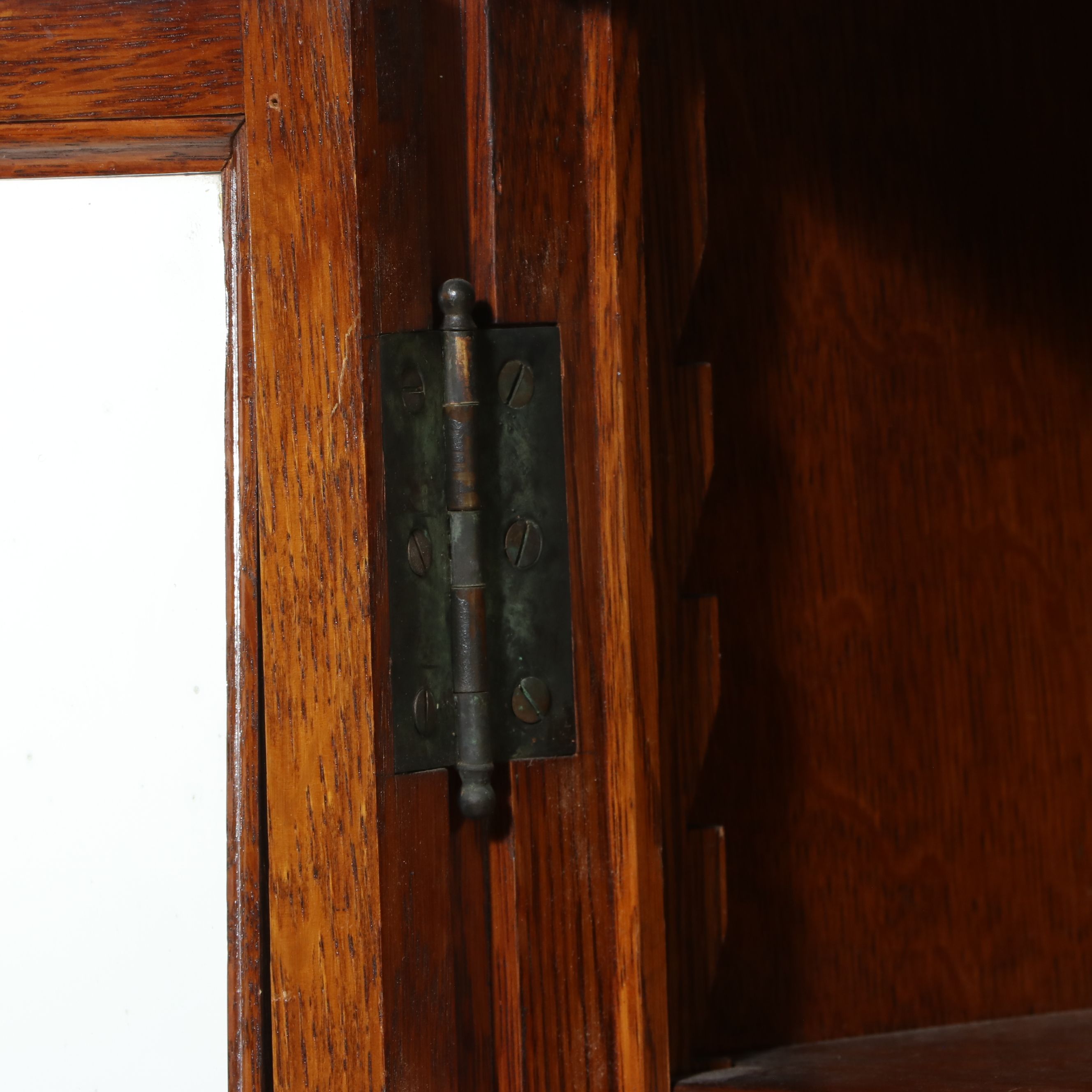 American Oak Arts & Crafts Style Glass Front Bookcase, Early 20th Century