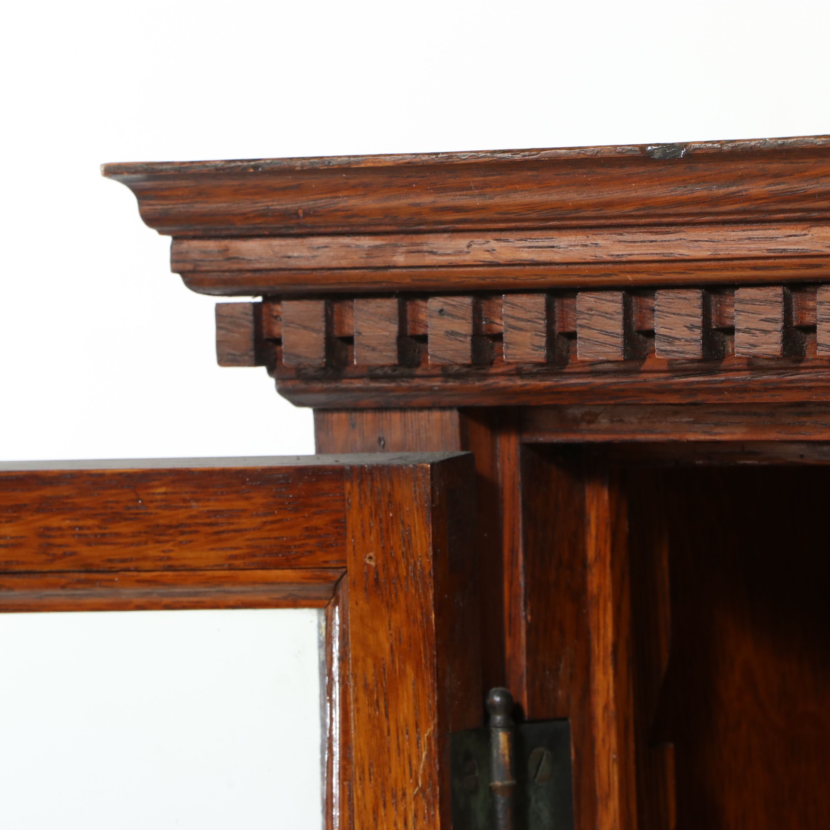 American Oak Arts & Crafts Style Glass Front Bookcase, Early 20th Century