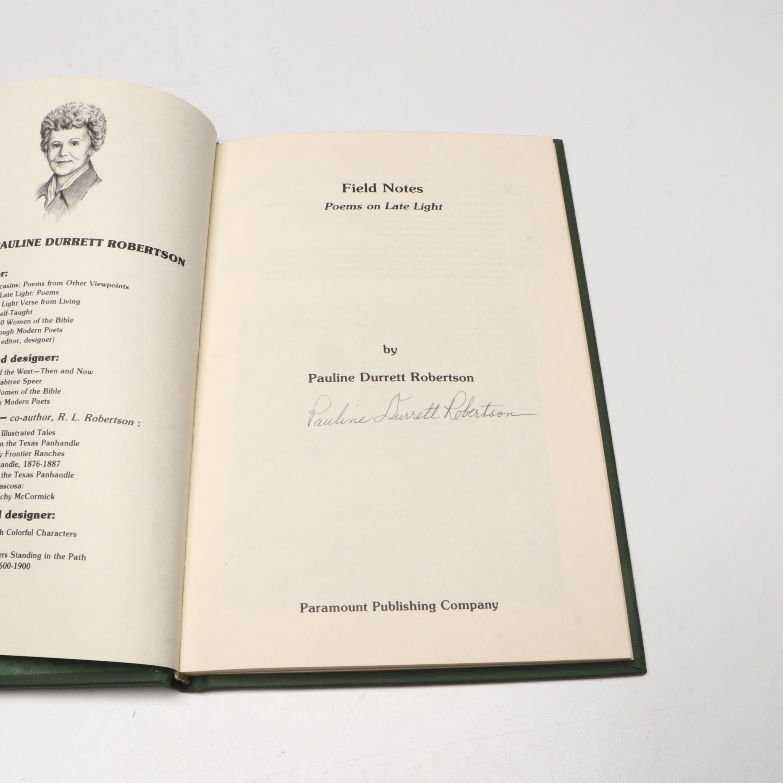 Signed "Field Notes" and Other Poetry Book by Pauline Durrett Robertson, 1988