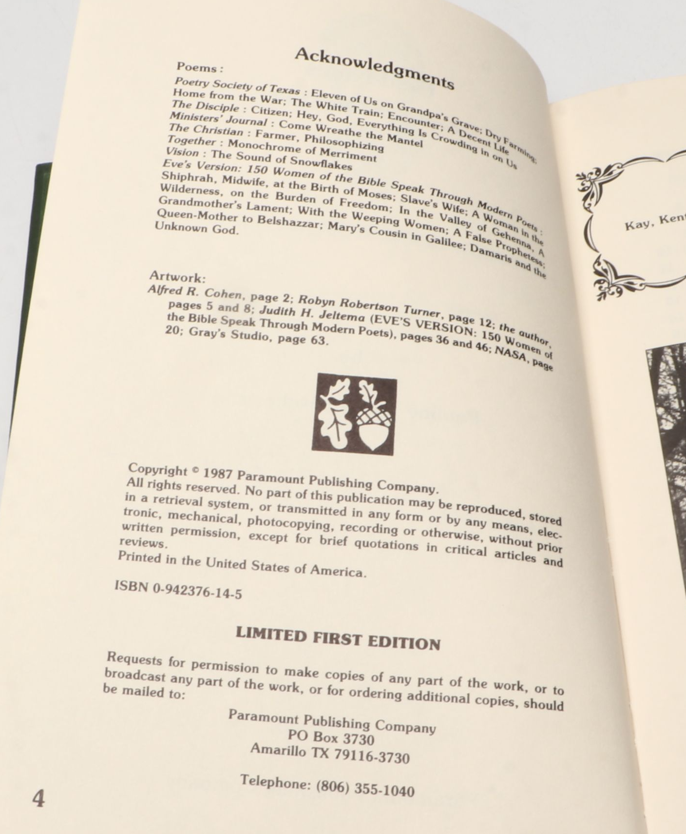 Signed "Field Notes" and Other Poetry Book by Pauline Durrett Robertson, 1988