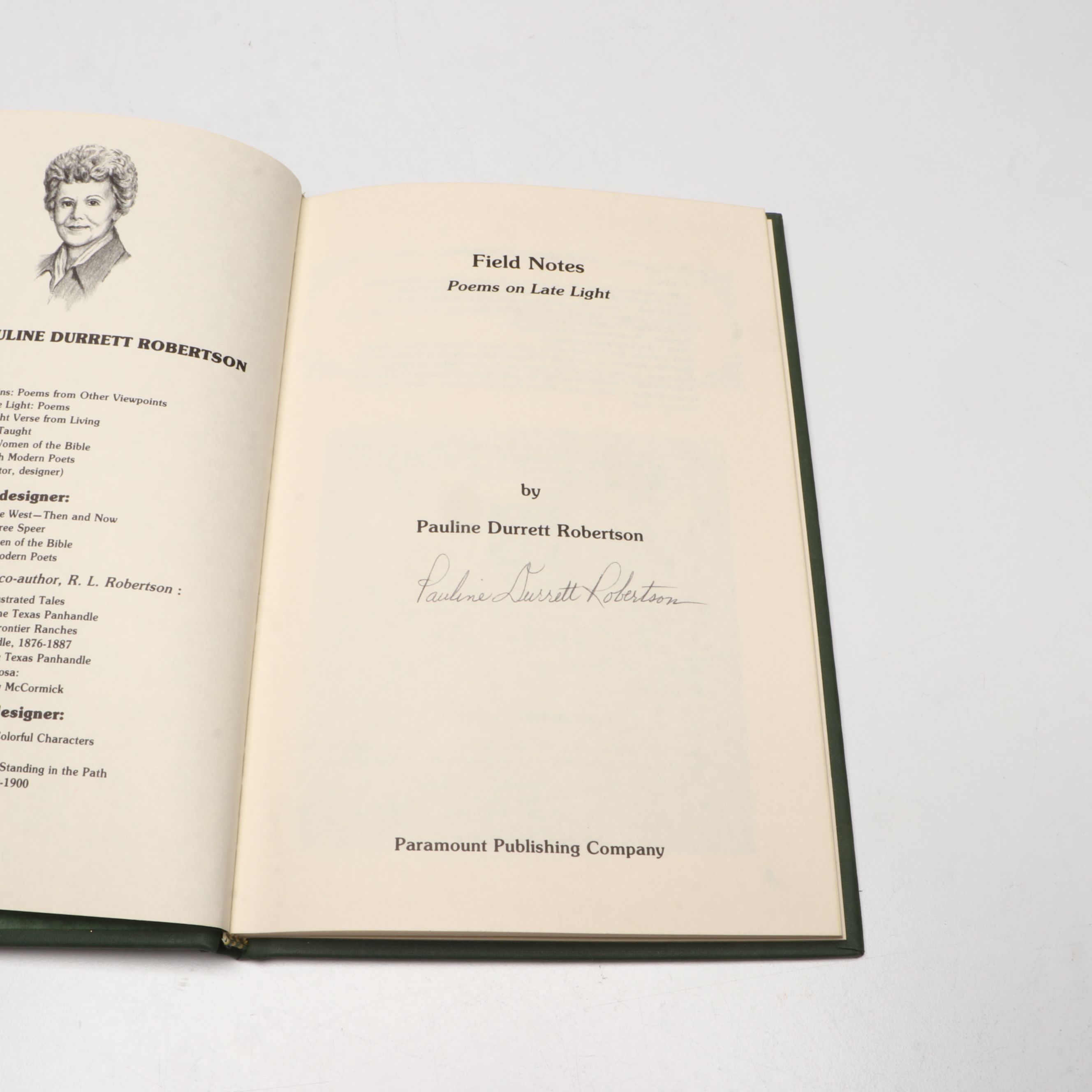 Signed "Field Notes" and Other Poetry Book by Pauline Durrett Robertson, 1988