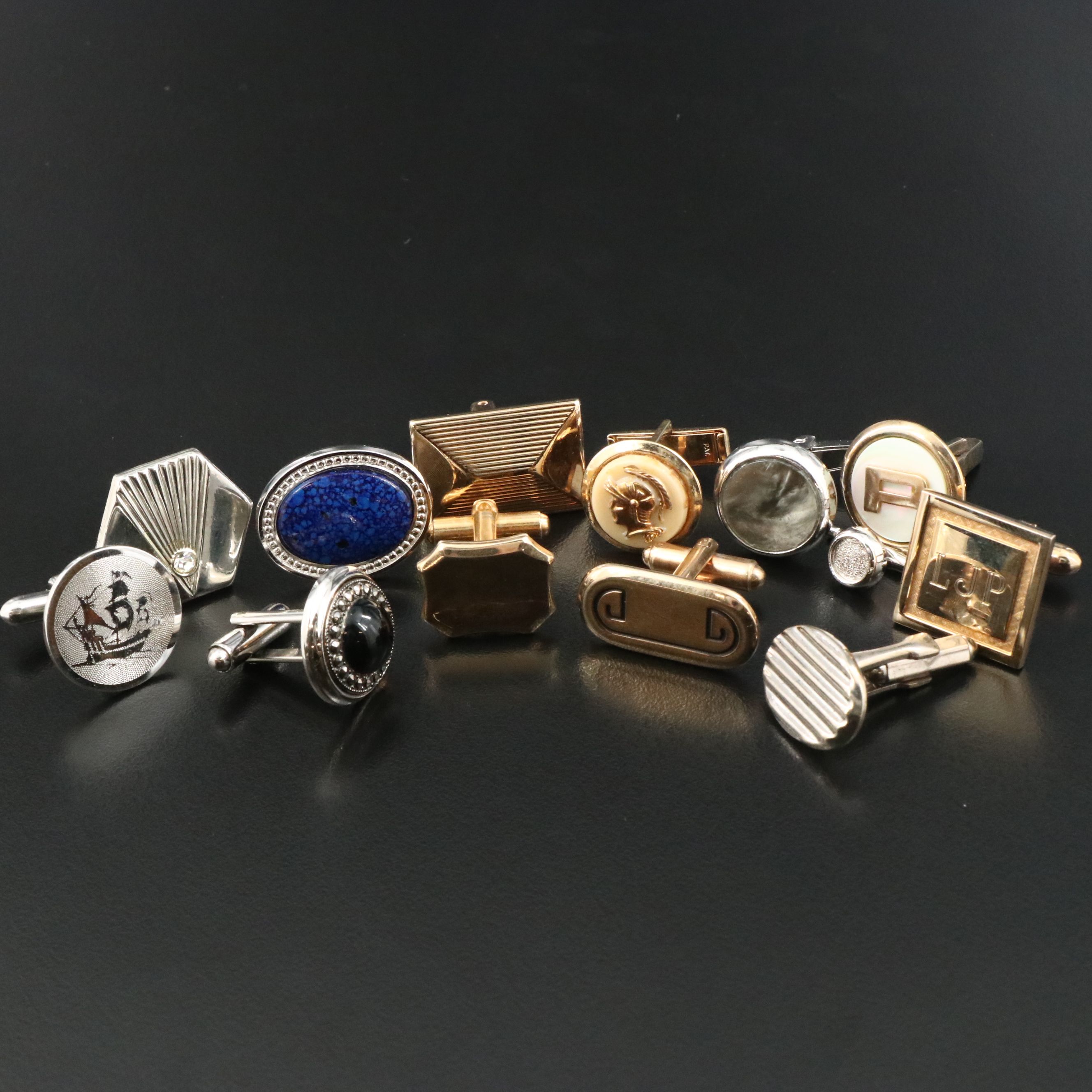 Black Onyx and Mother-of-Pearl in Vintage Men's Accessory Collection