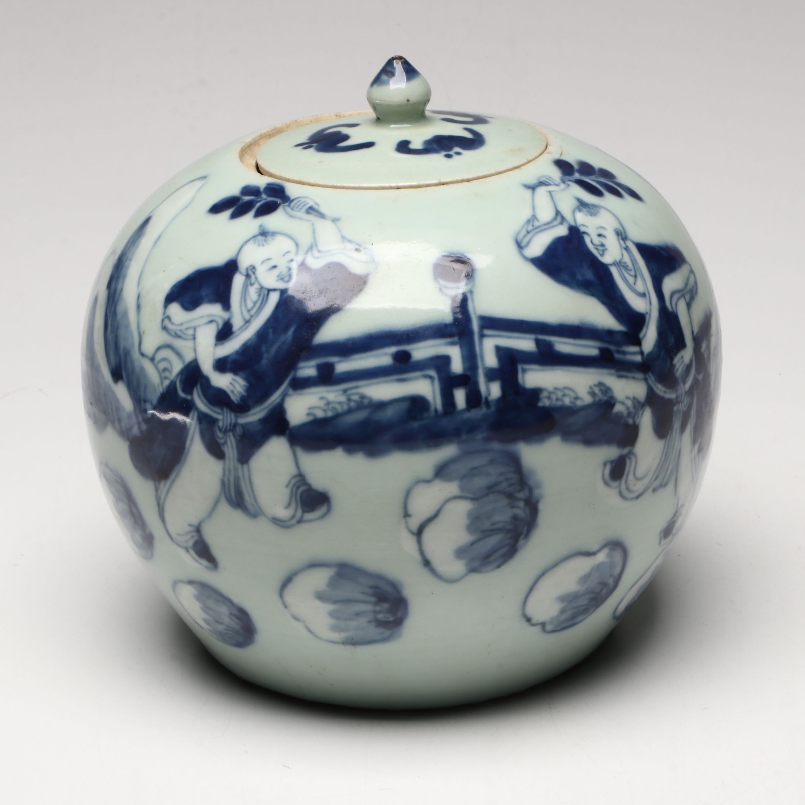Chinese Blue and White "Boys at Play" Porcelain Ginger Jar