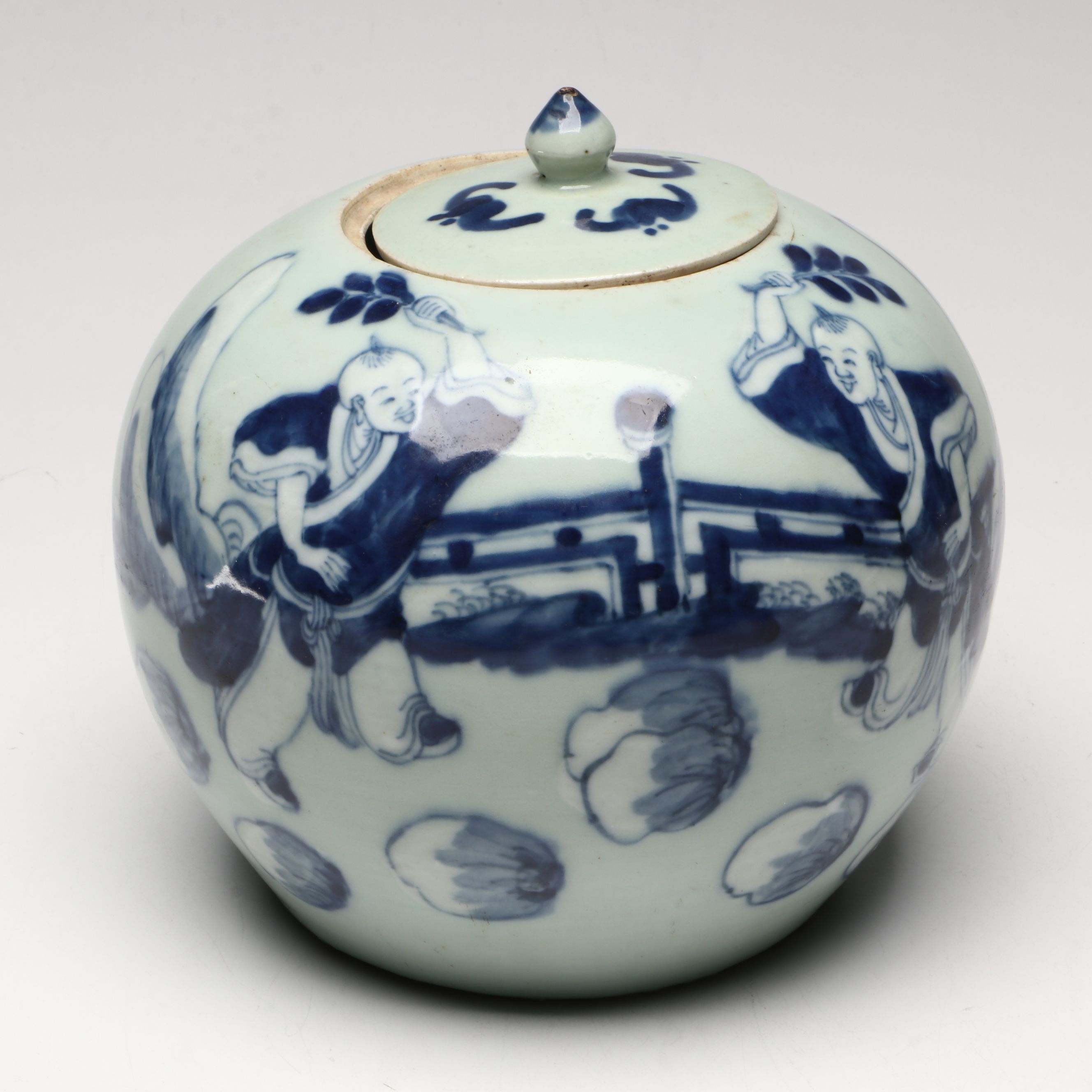 Chinese Blue and White "Boys at Play" Porcelain Ginger Jar
