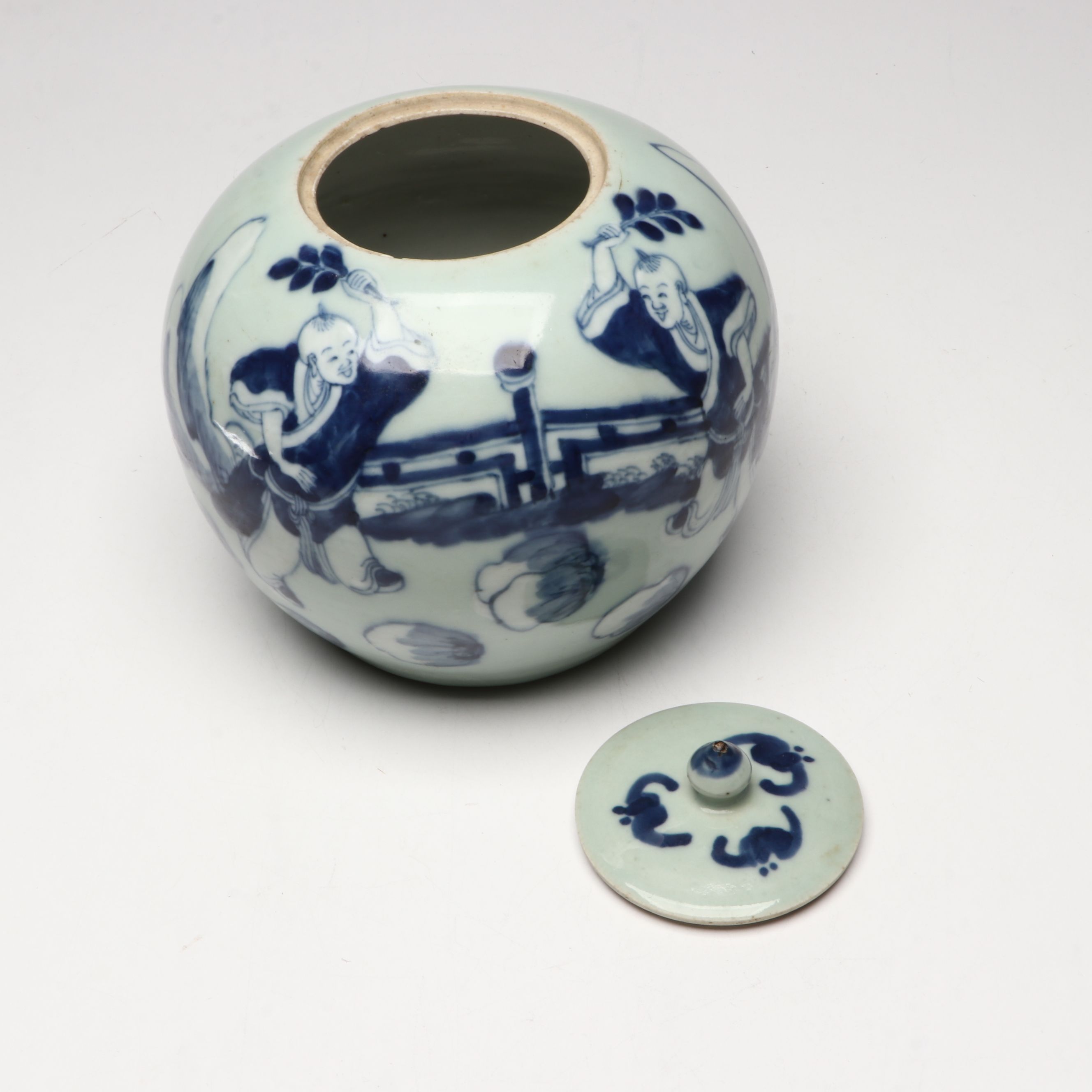 Chinese Blue and White "Boys at Play" Porcelain Ginger Jar