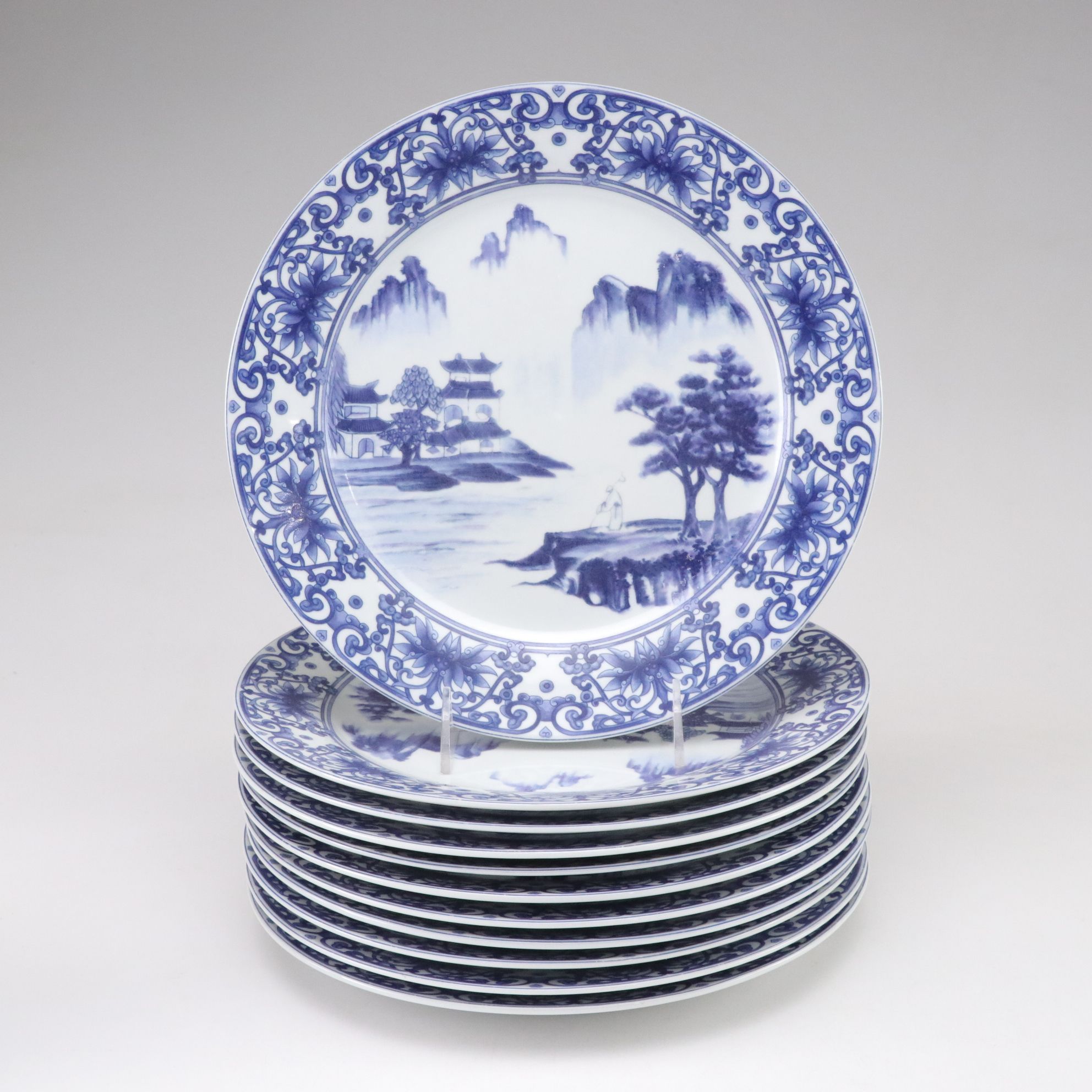 Chinese "Canton Blue" Dinnerware Collection with Serving Pieces