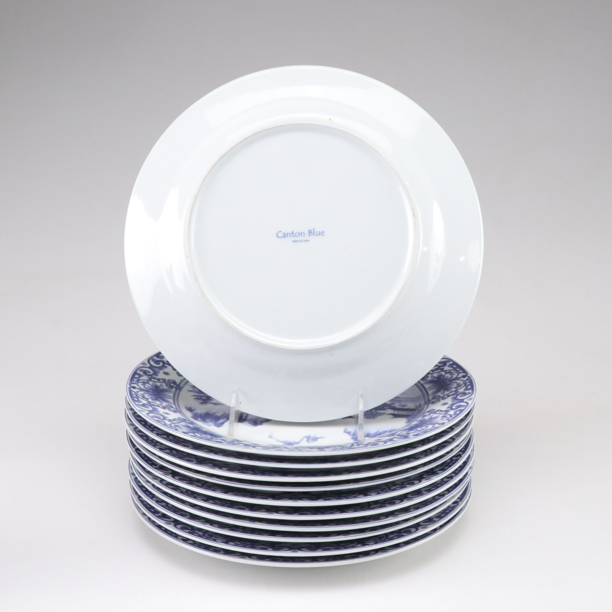 Chinese "Canton Blue" Dinnerware Collection with Serving Pieces
