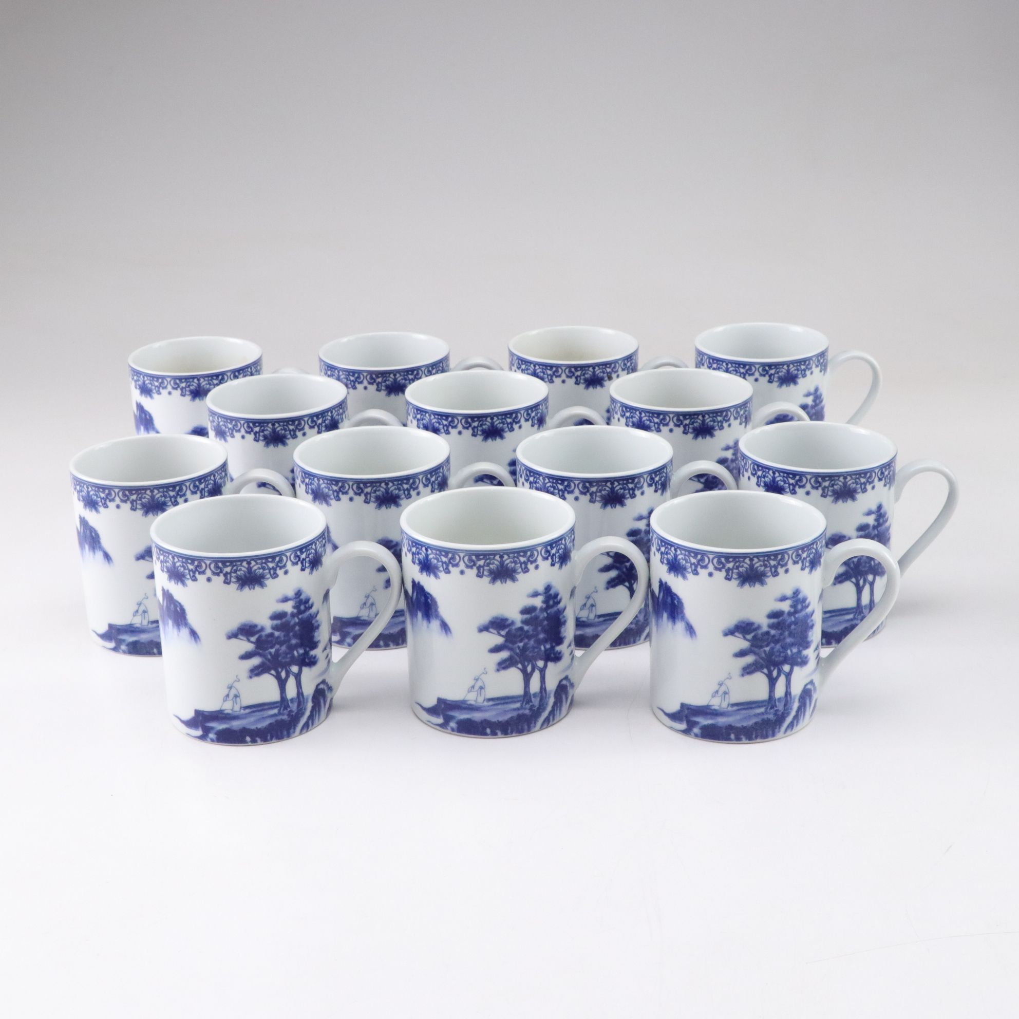 Chinese "Canton Blue" Dinnerware Collection with Serving Pieces