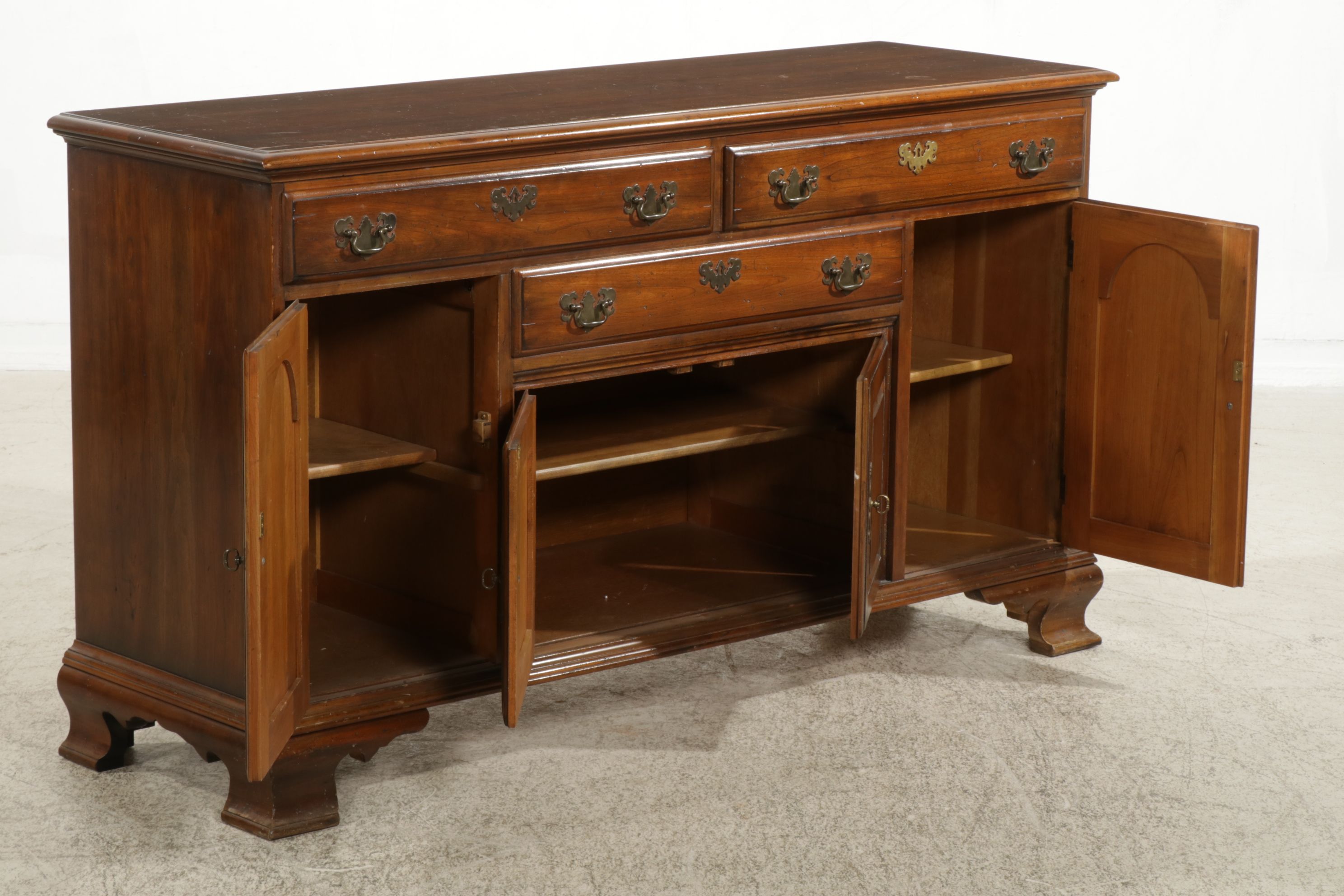 Chippendale Style Rustic Cherry Sideboard, Late 20th Century