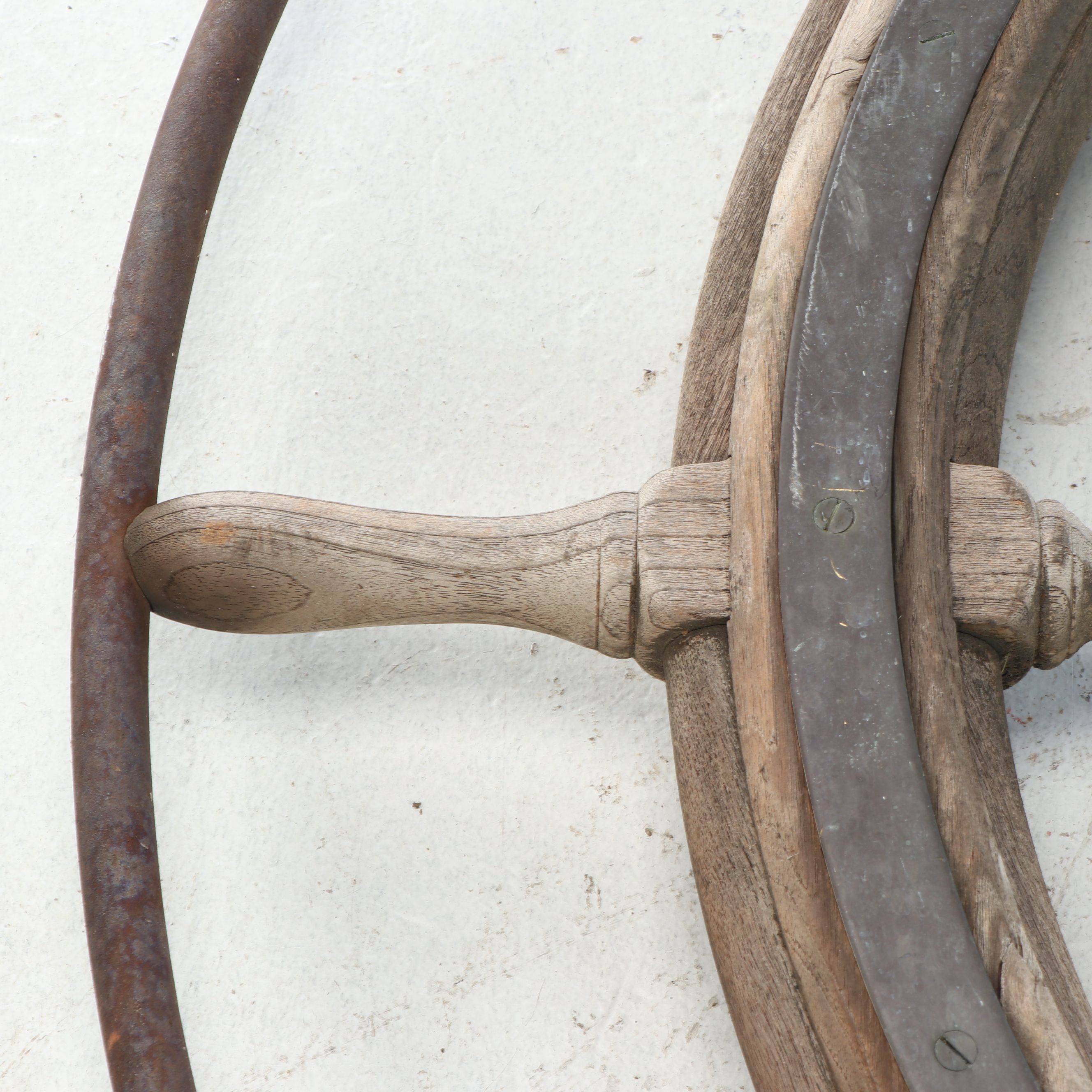 Wood and Metal Ship Captain's Wheel