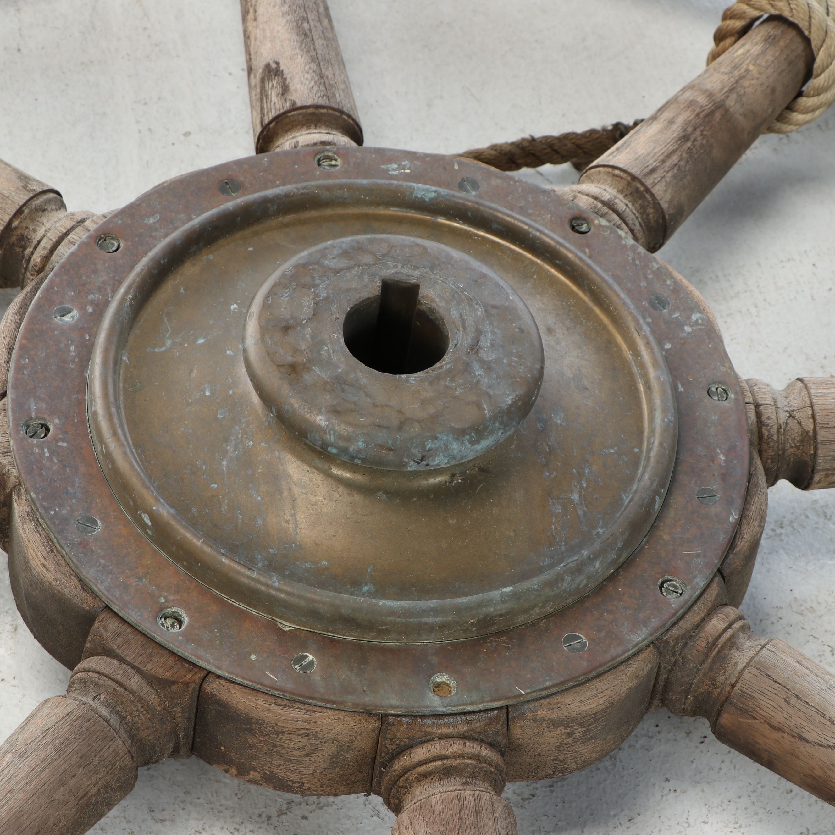 Wood and Metal Ship Captain's Wheel