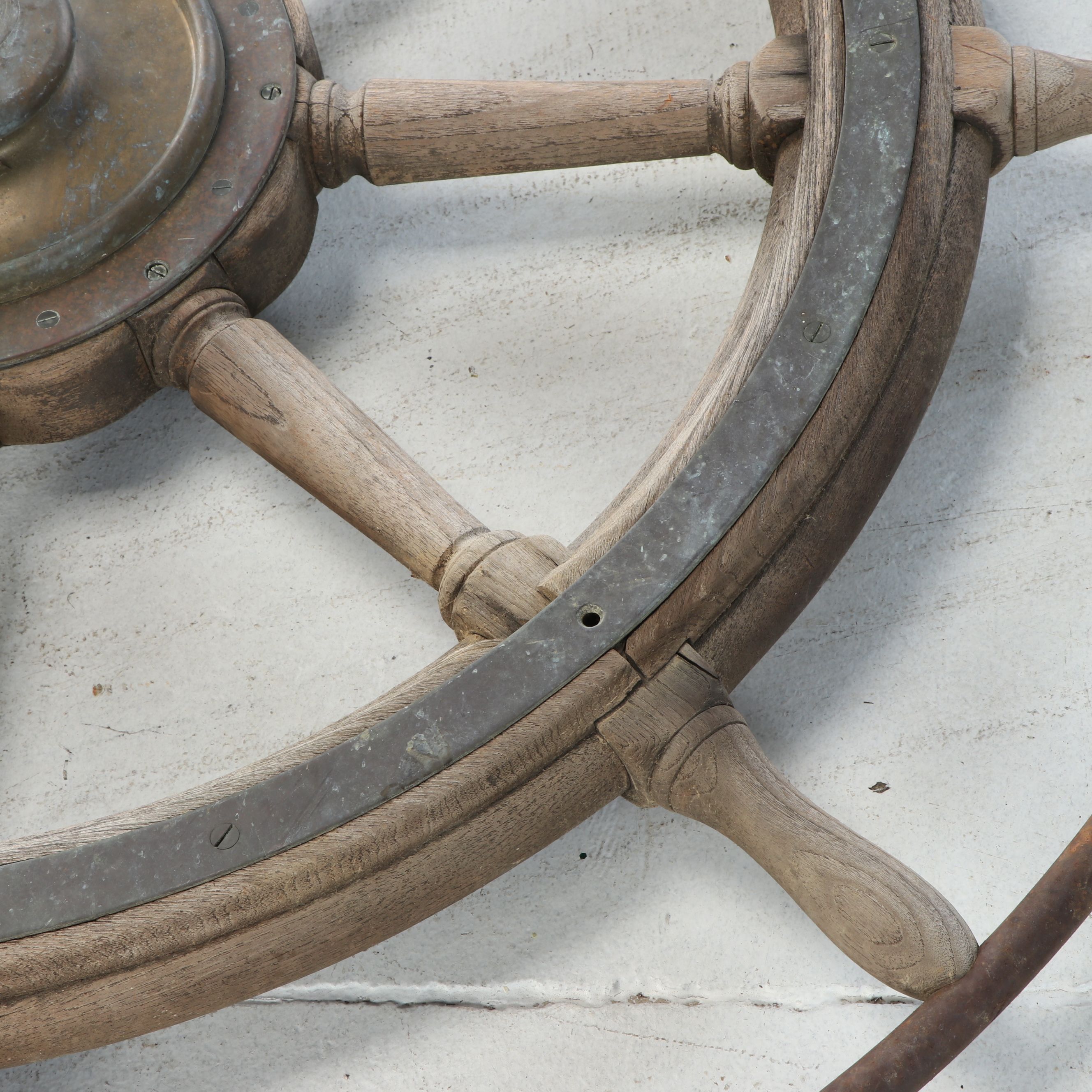 Wood and Metal Ship Captain's Wheel