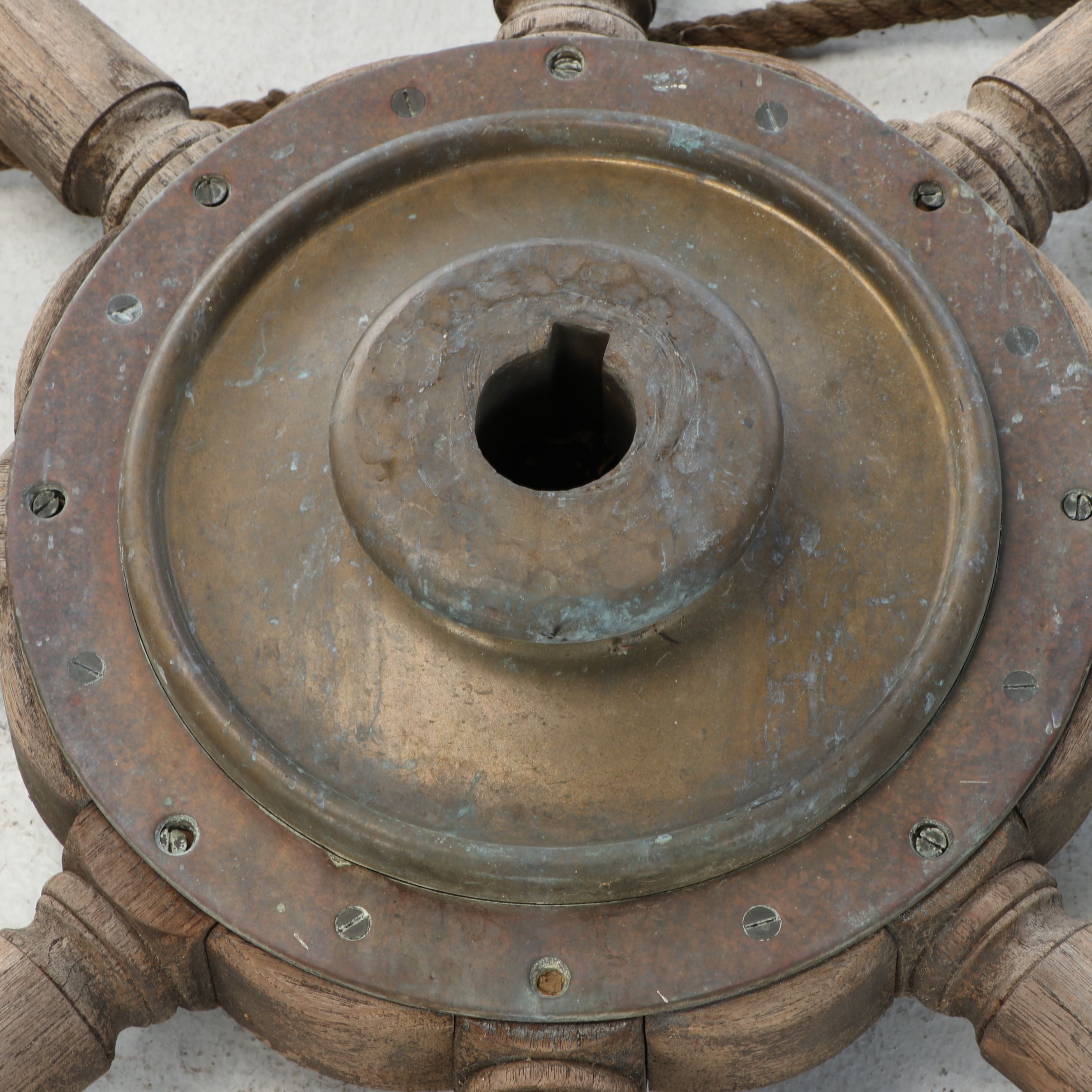 Wood and Metal Ship Captain's Wheel