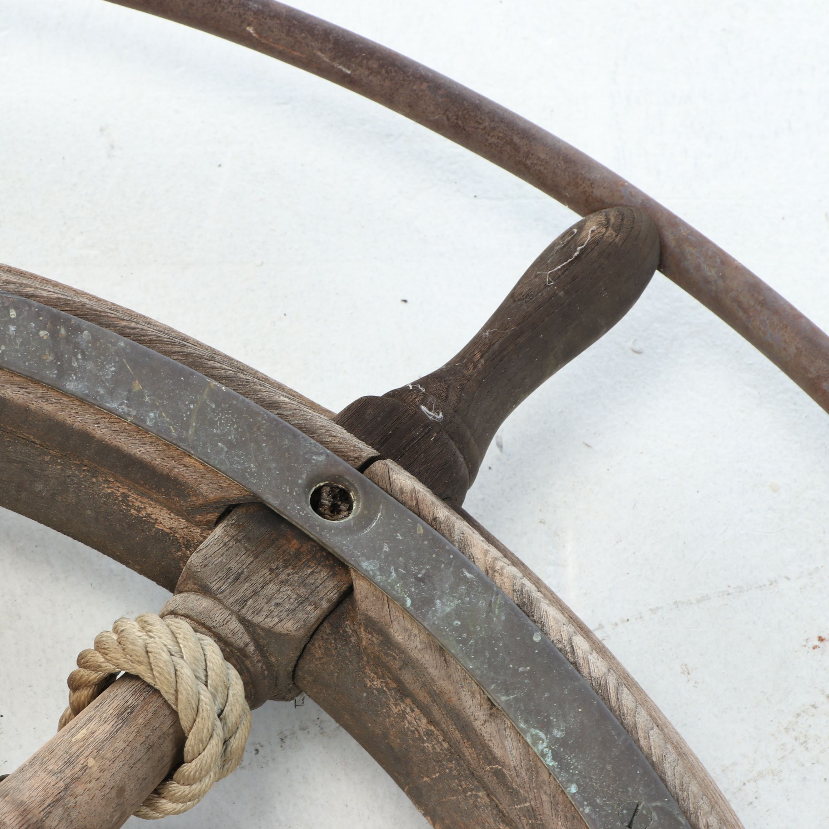 Wood and Metal Ship Captain's Wheel