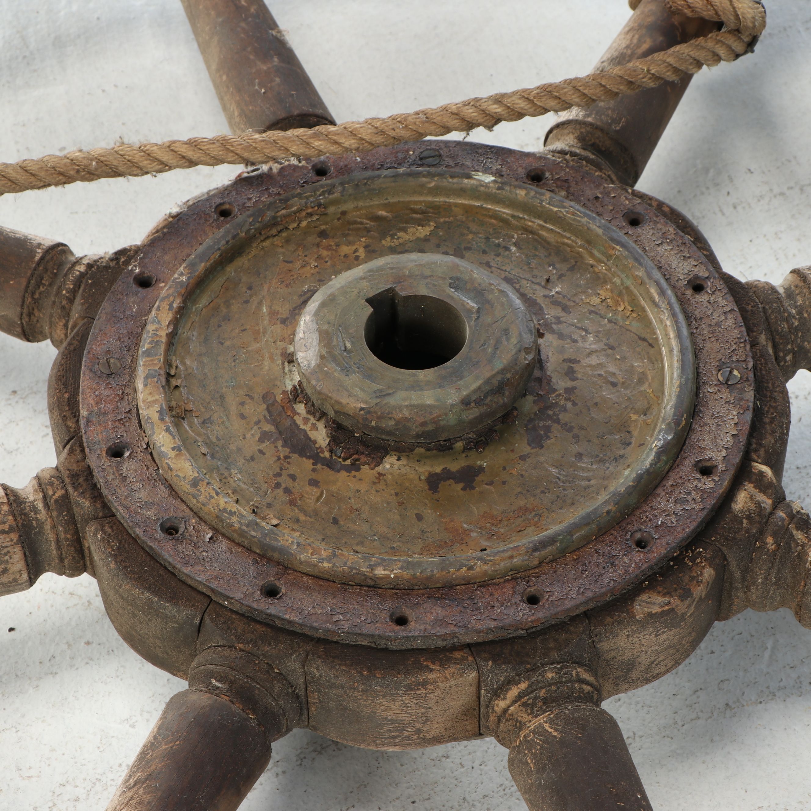 Wood and Metal Ship Captain's Wheel