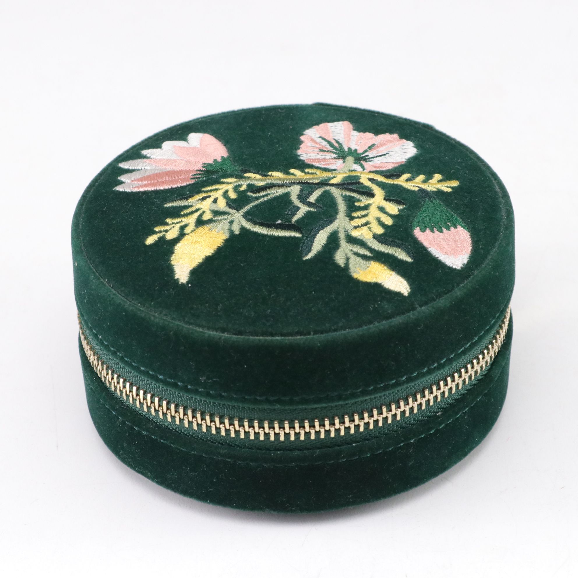 Wolf Zoe Round Travel Jewelry Case in Forest Green