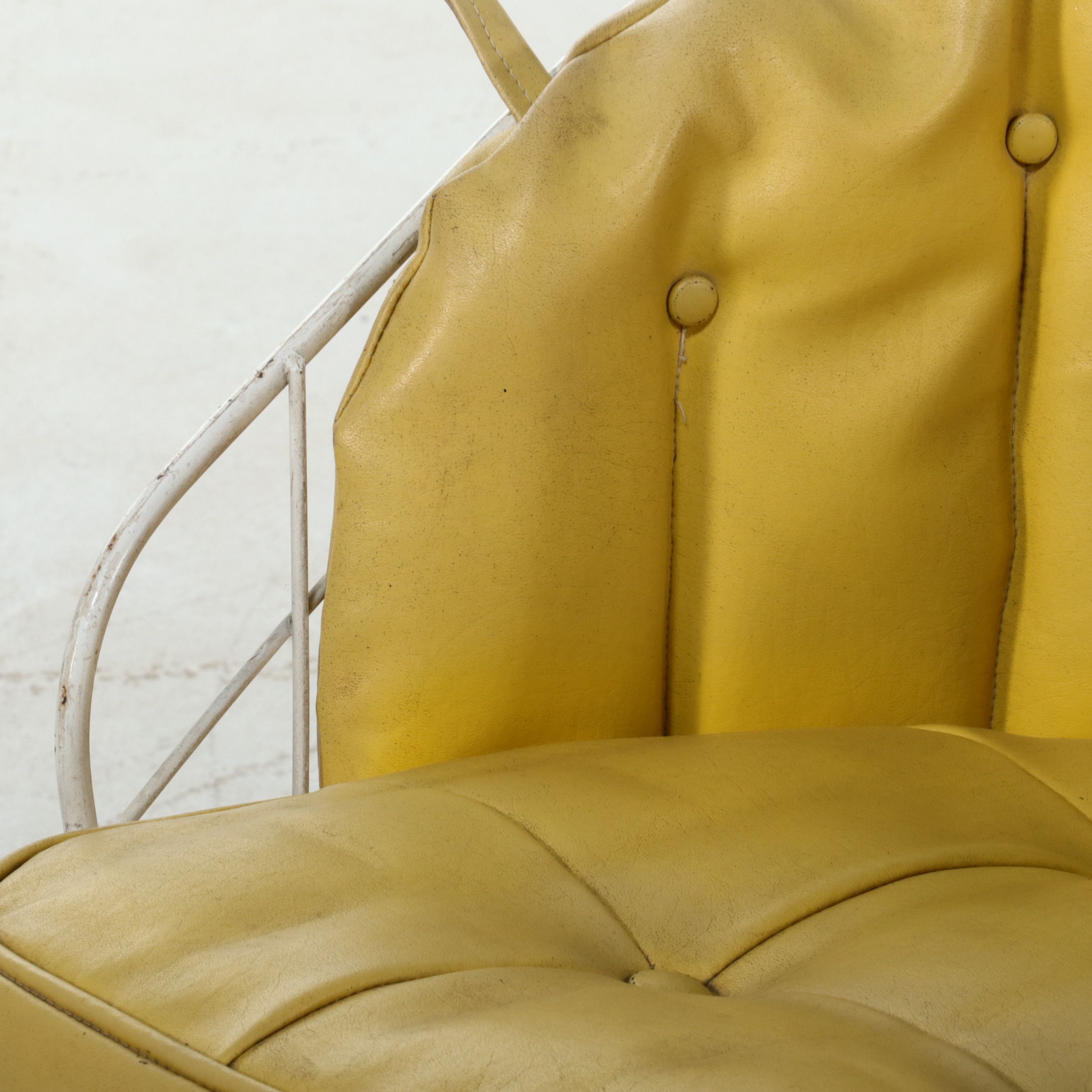 Pair of Mid Century Modern Swivel Hoop Chairs with Vinyl Cushions