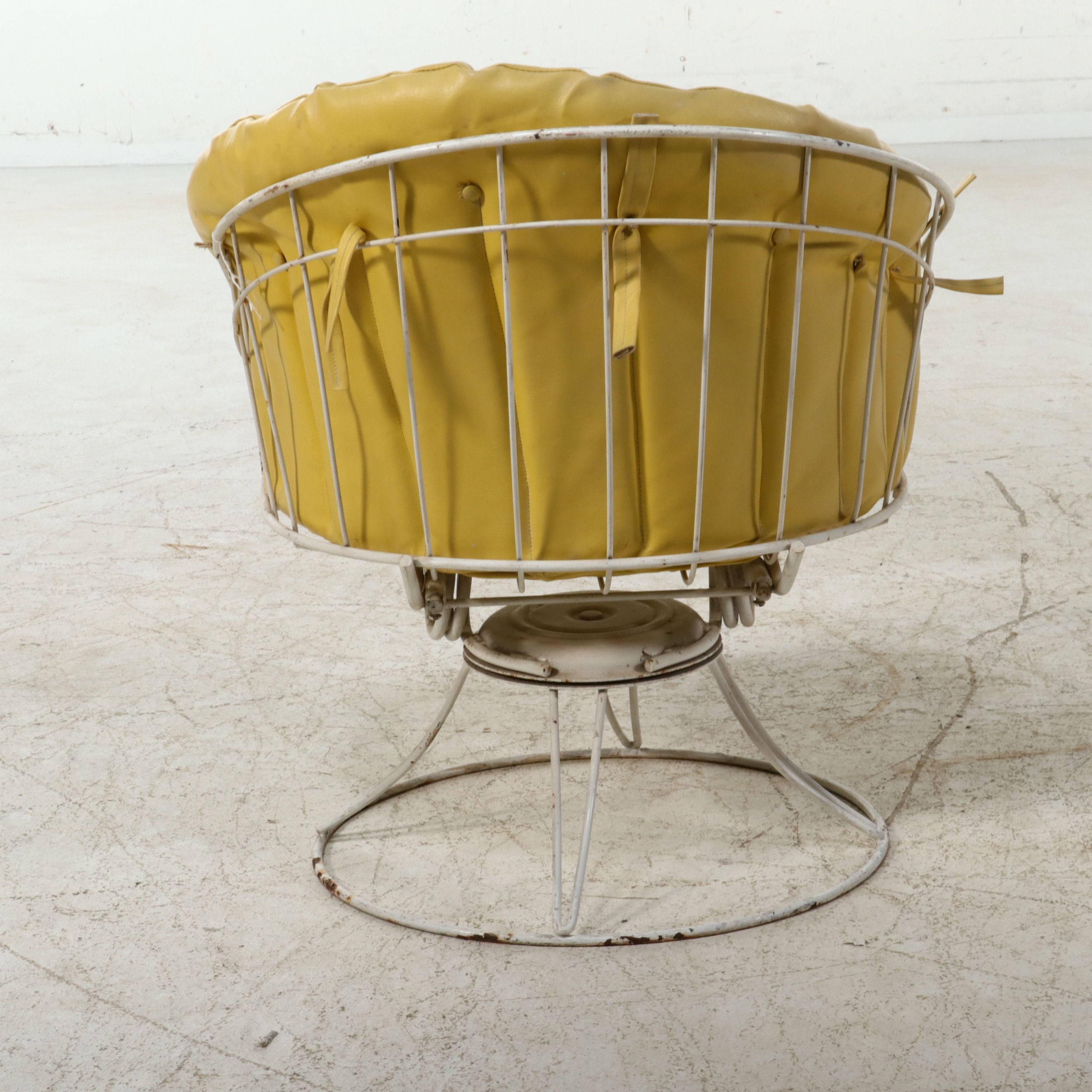 Pair of Mid Century Modern Swivel Hoop Chairs with Vinyl Cushions