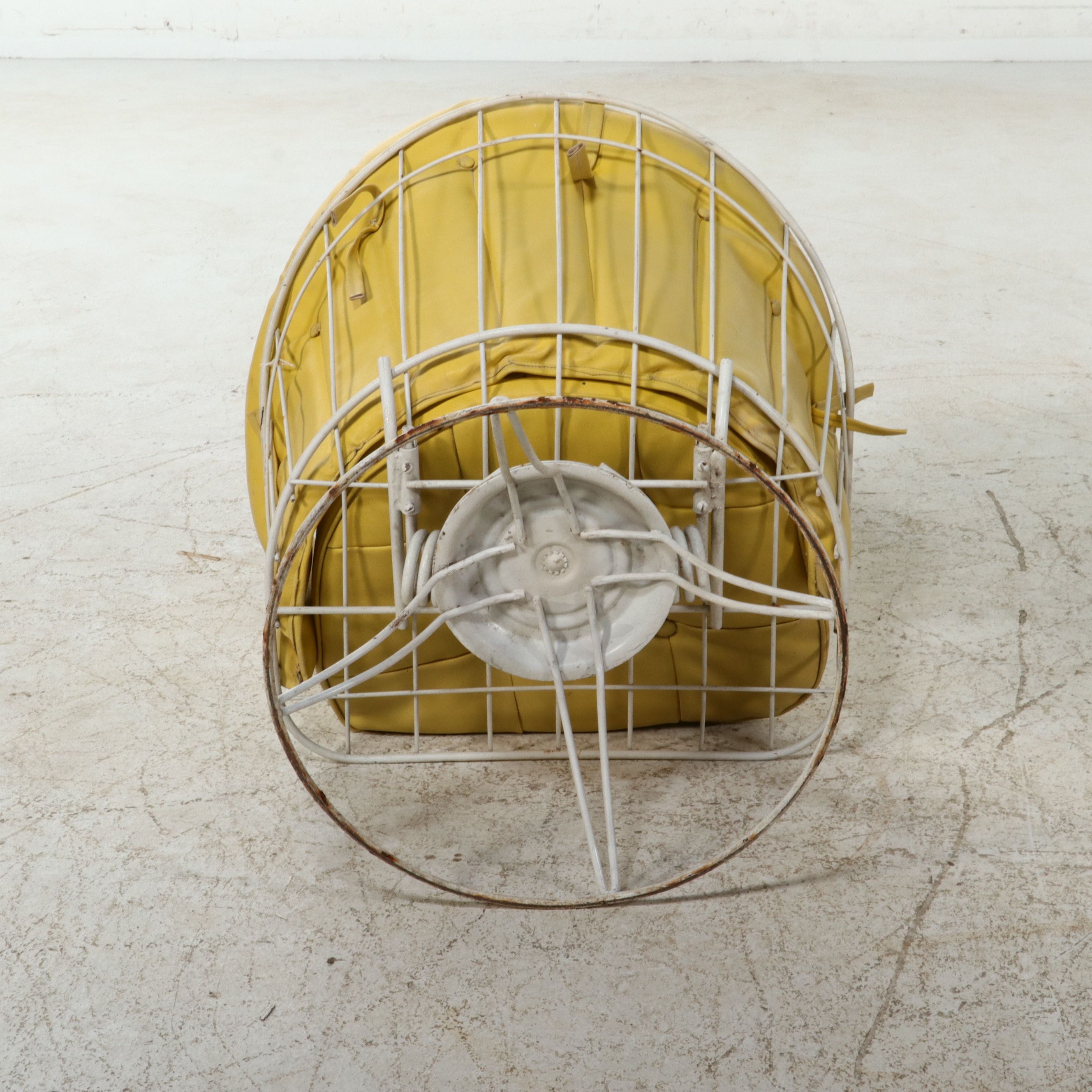 Pair of Mid Century Modern Swivel Hoop Chairs with Vinyl Cushions