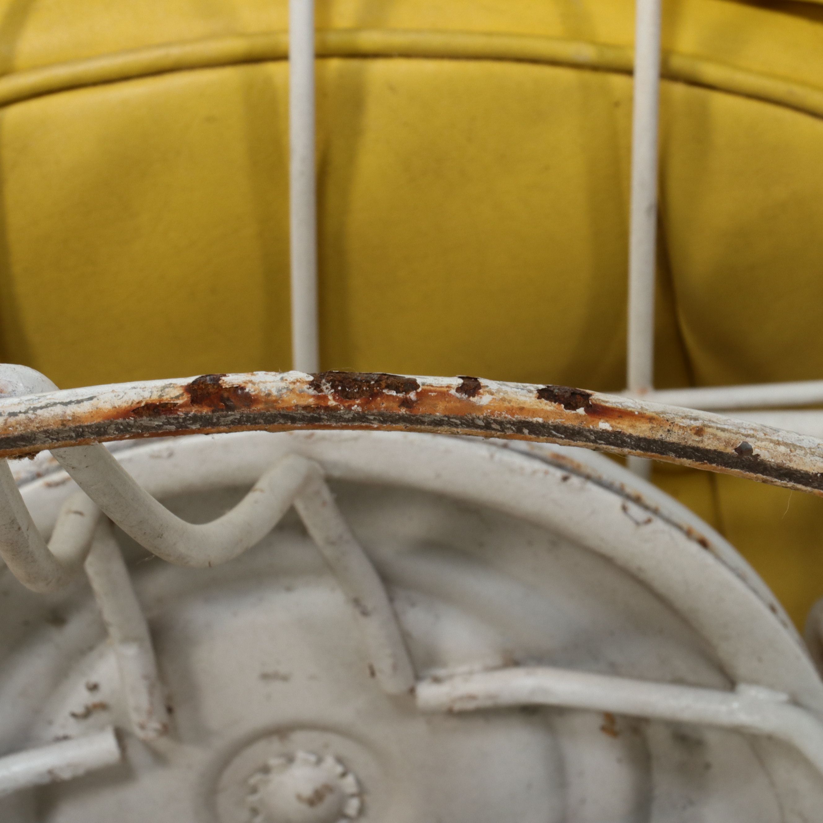 Pair of Mid Century Modern Swivel Hoop Chairs with Vinyl Cushions