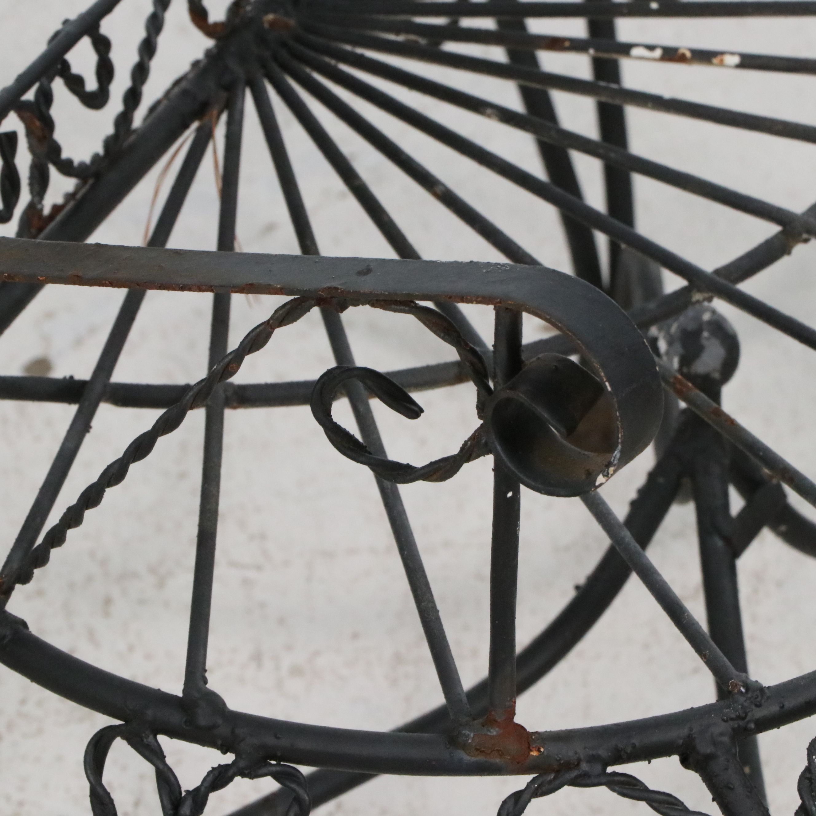 Three-Piece Victorian Style Wrought Iron Peacock Patio Set, 20th Century