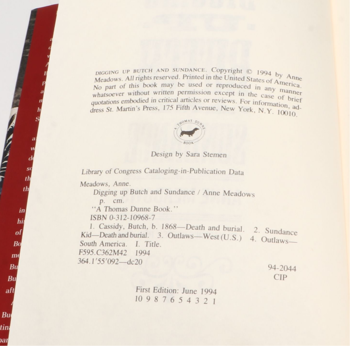 First Edition "Digging Up Butch and Sundance" by Anne Meadows and Other Books