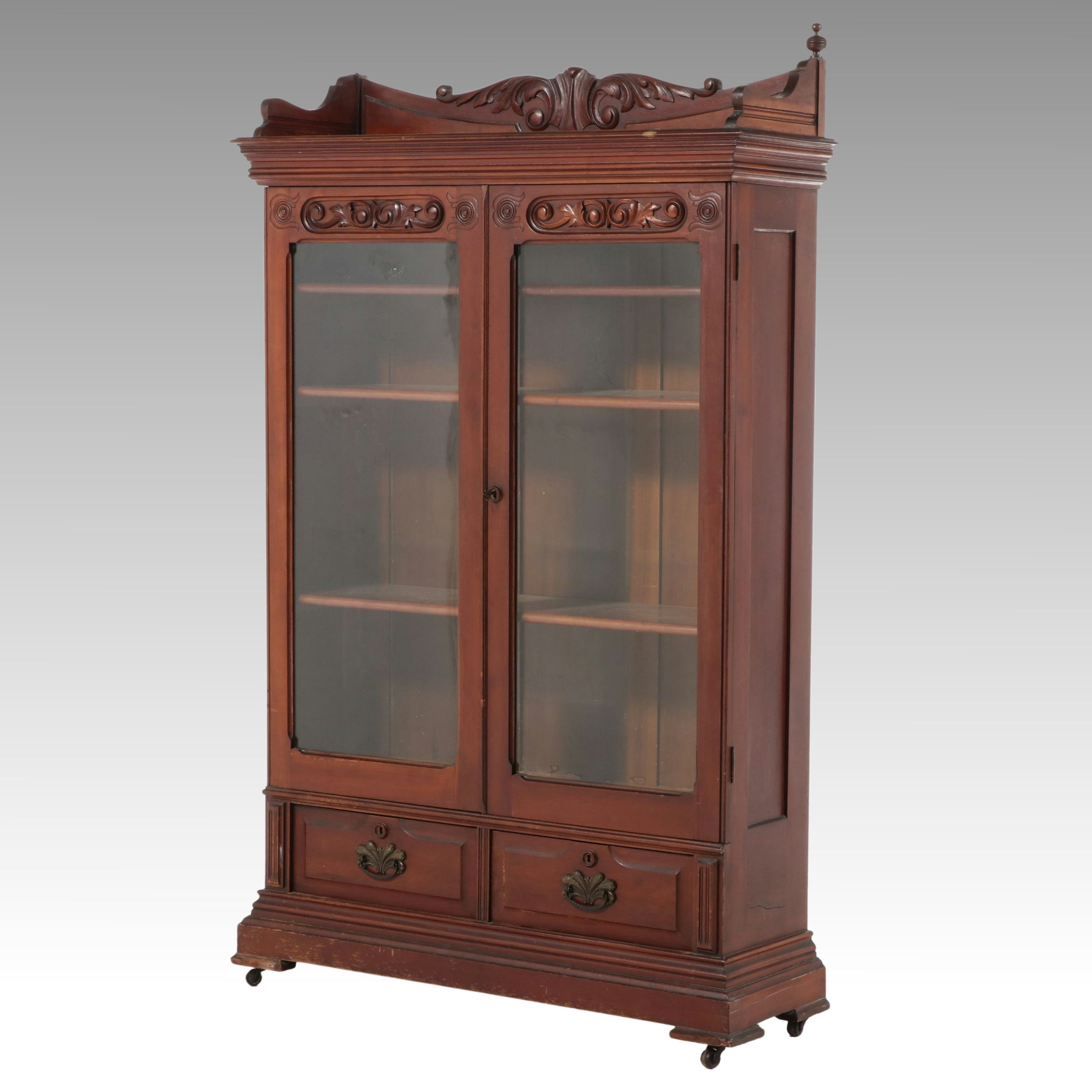 Victorian Eastlake Style Walnut Bookcase, Late 19th Century