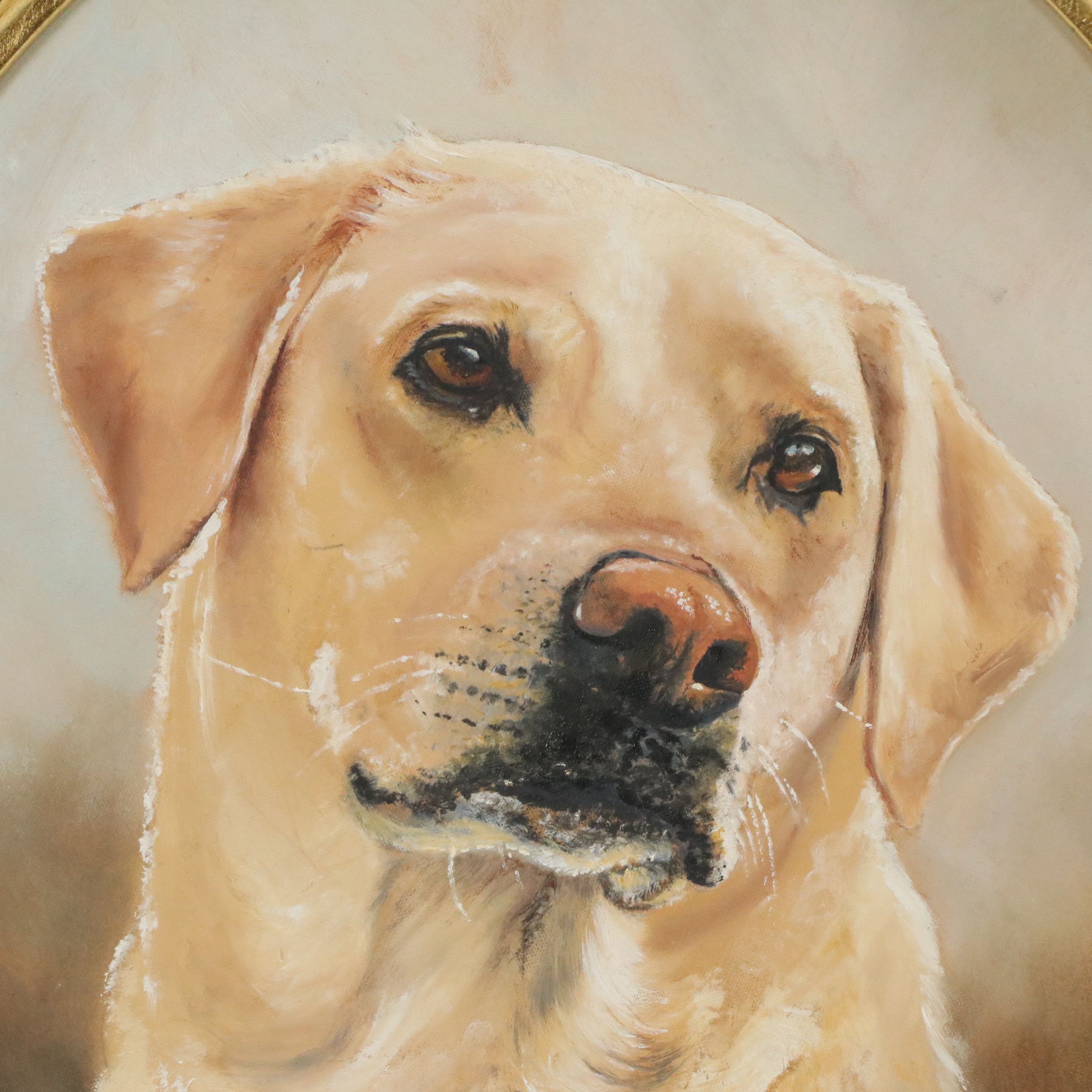Ron "R. F." Fullick Oil Painting of Golden Retriever, 1986