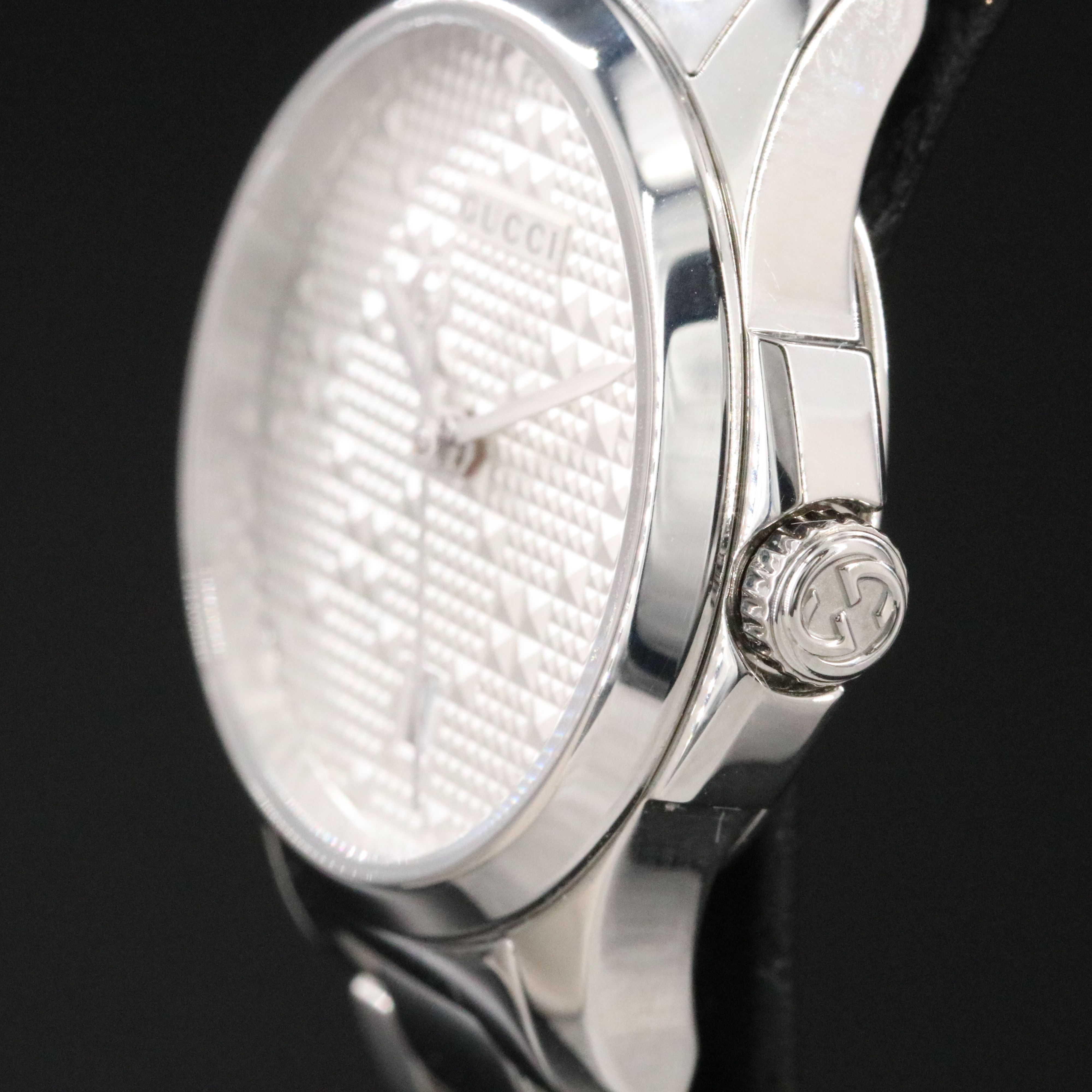 Gucci G-Timeless Silvered Textured Dial Stainless Steel Swiss Quartz Watch