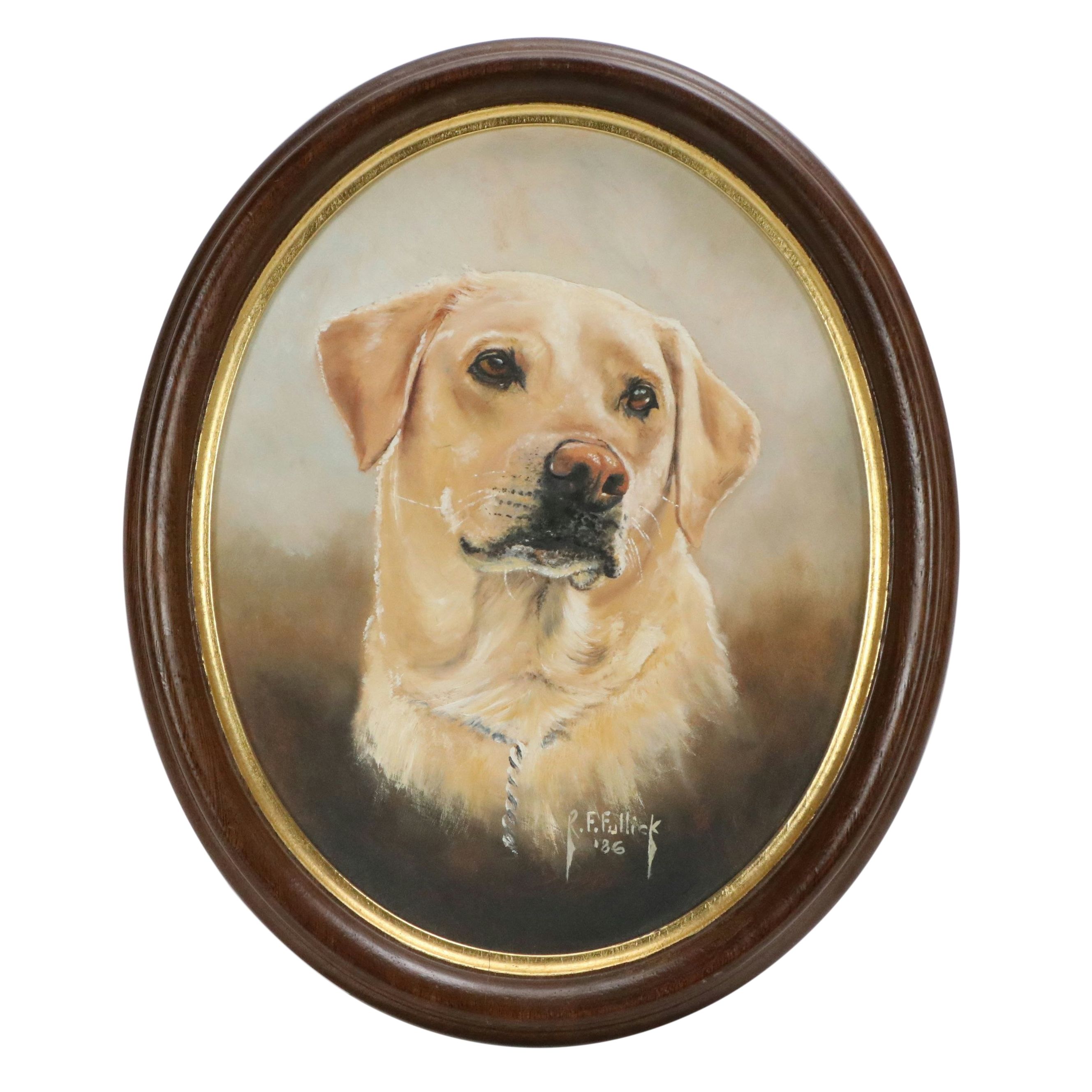 Ron "R. F." Fullick Oil Painting of Golden Retriever, 1986