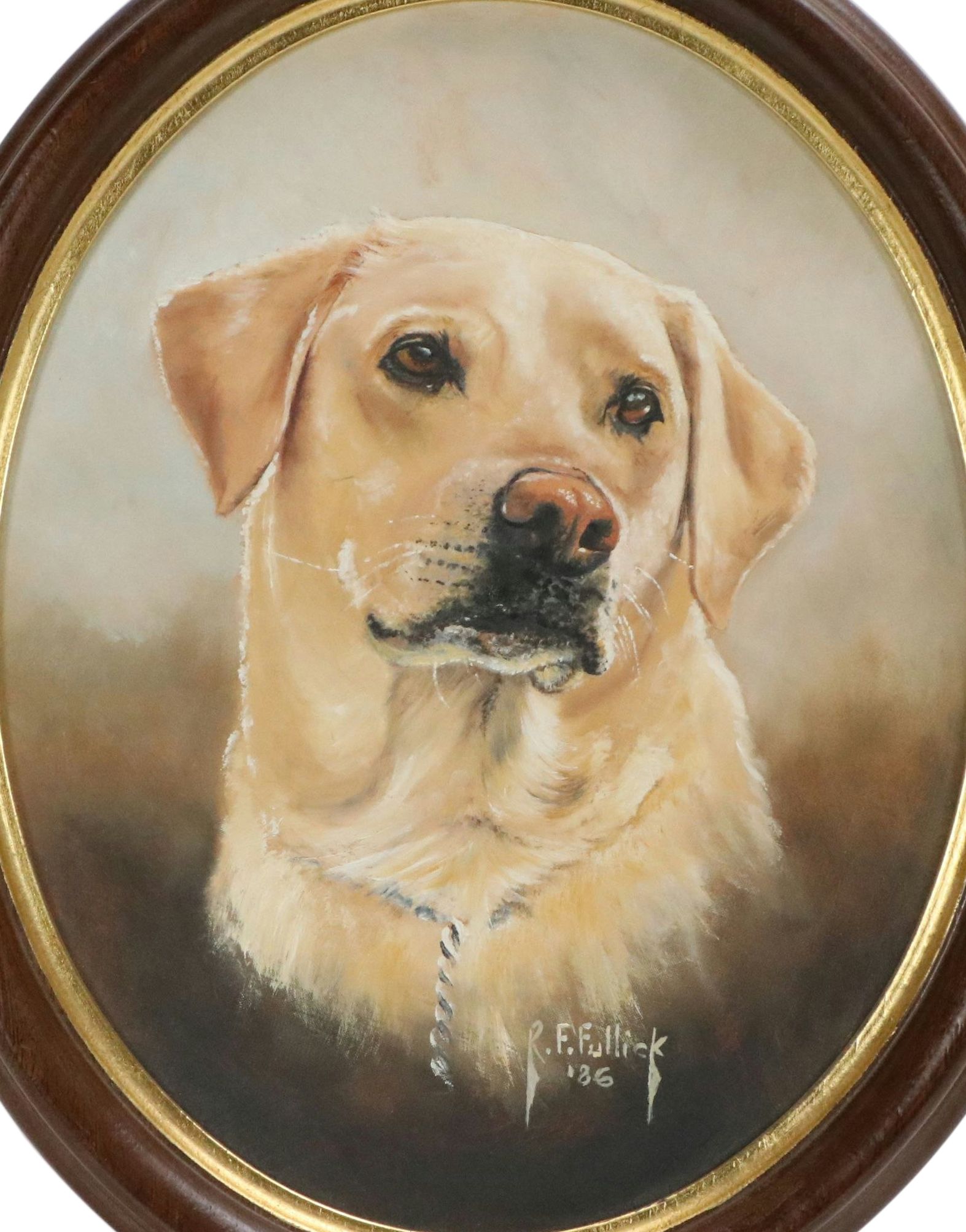 Ron "R. F." Fullick Oil Painting of Golden Retriever, 1986