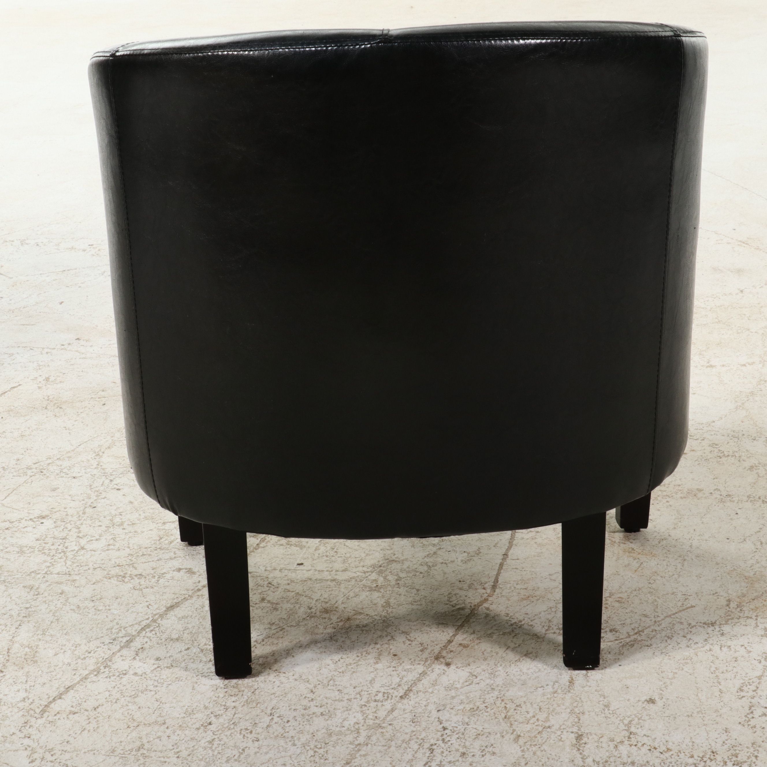 Pair of Contemporary Faux Leather Barrel-Back Club Chairs, 21st Century