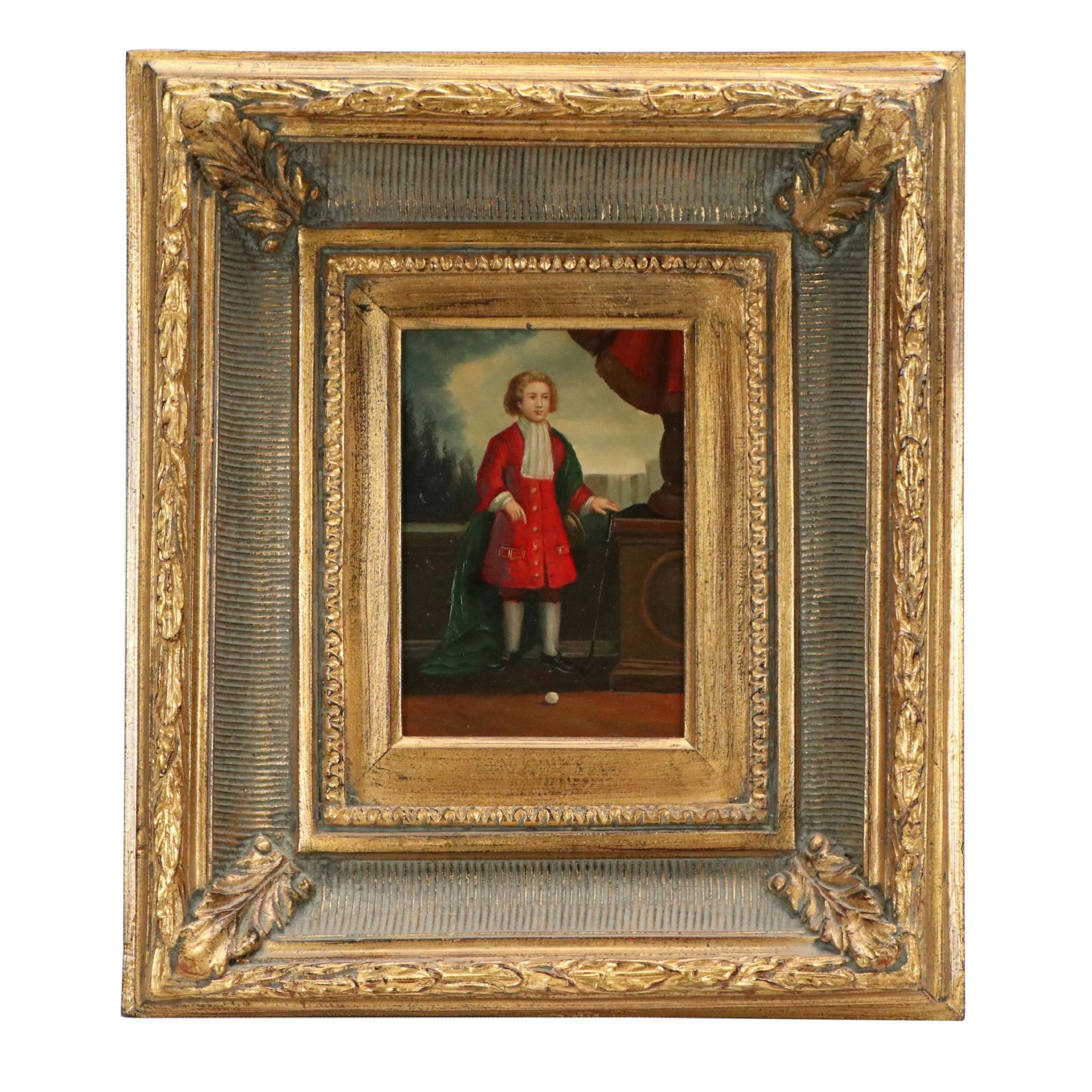 Spanish Colonial School Oil Painting of Gentleman Golfing, Late 19th to 20th C.