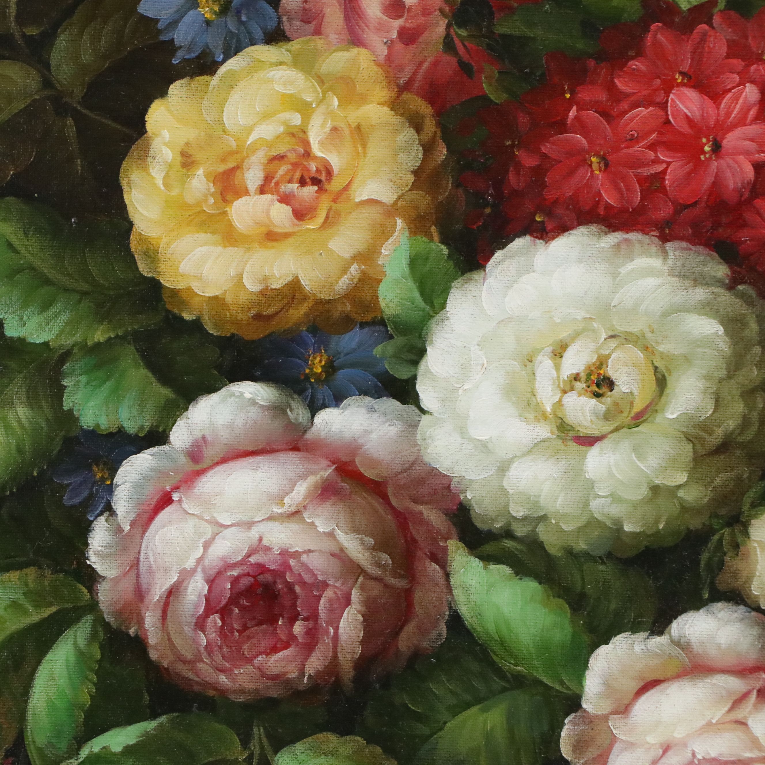 Still Life Oil Painting of Flower Arrangement, Mid to Late 20th Century
