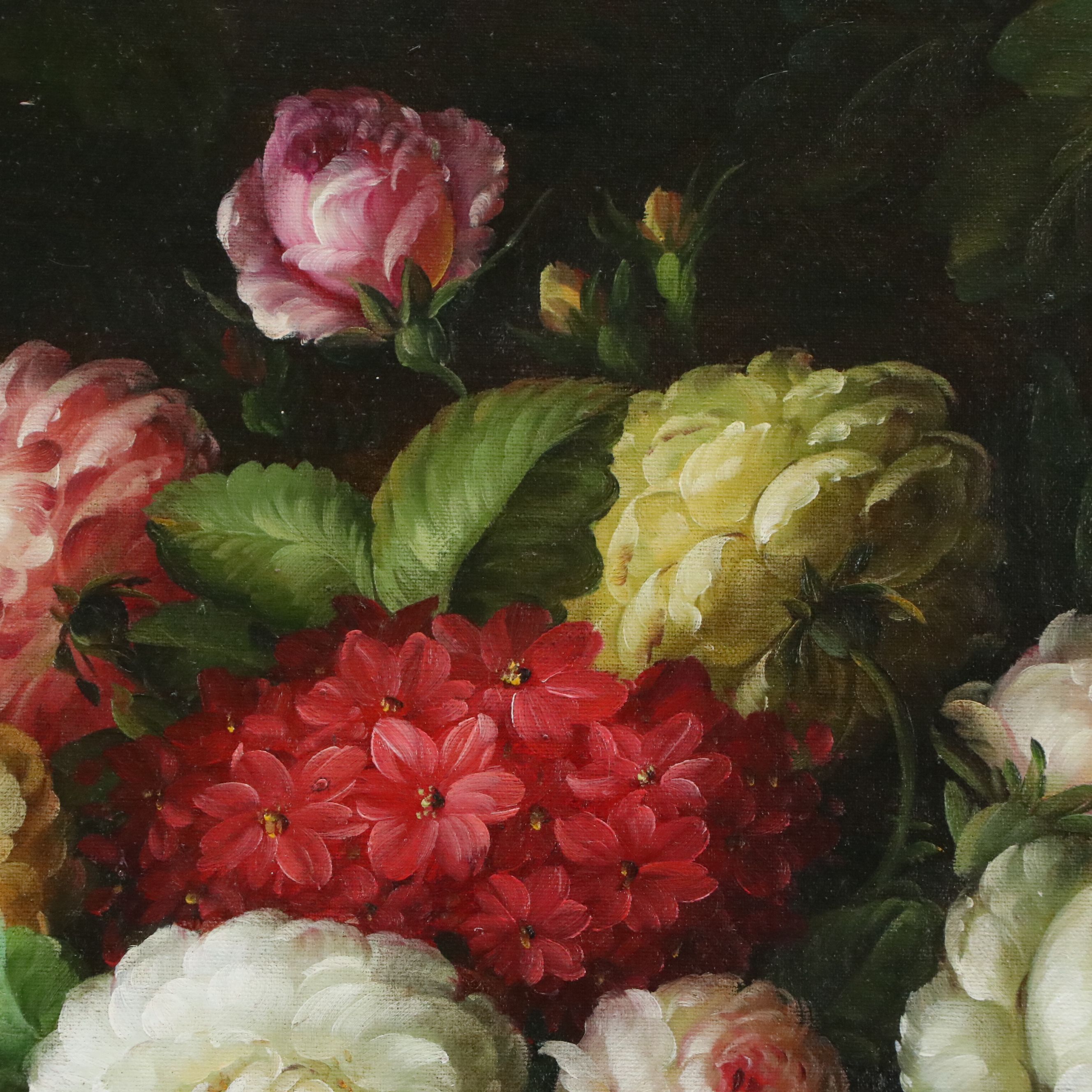 Still Life Oil Painting of Flower Arrangement, Mid to Late 20th Century