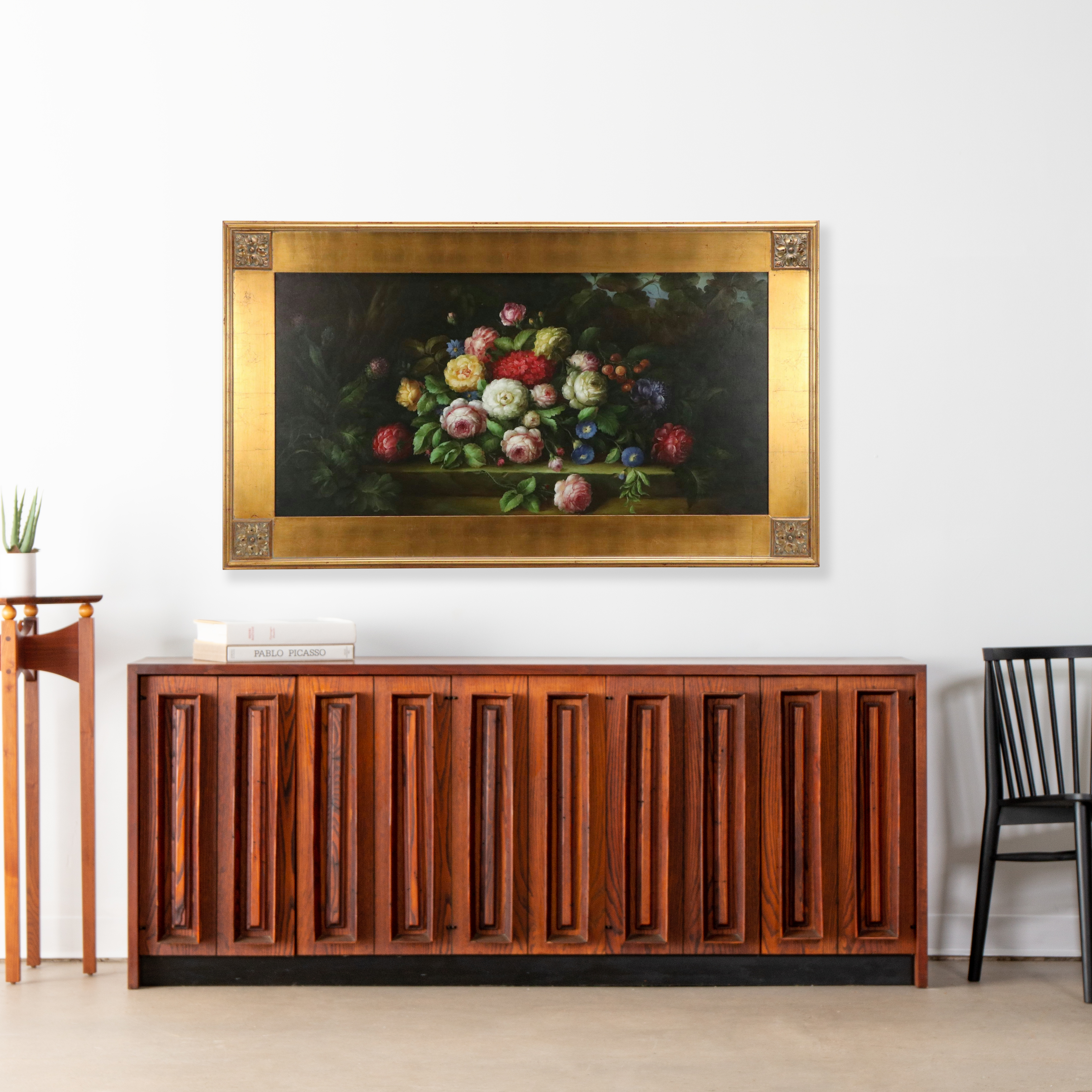 Still Life Oil Painting of Flower Arrangement, Mid to Late 20th Century