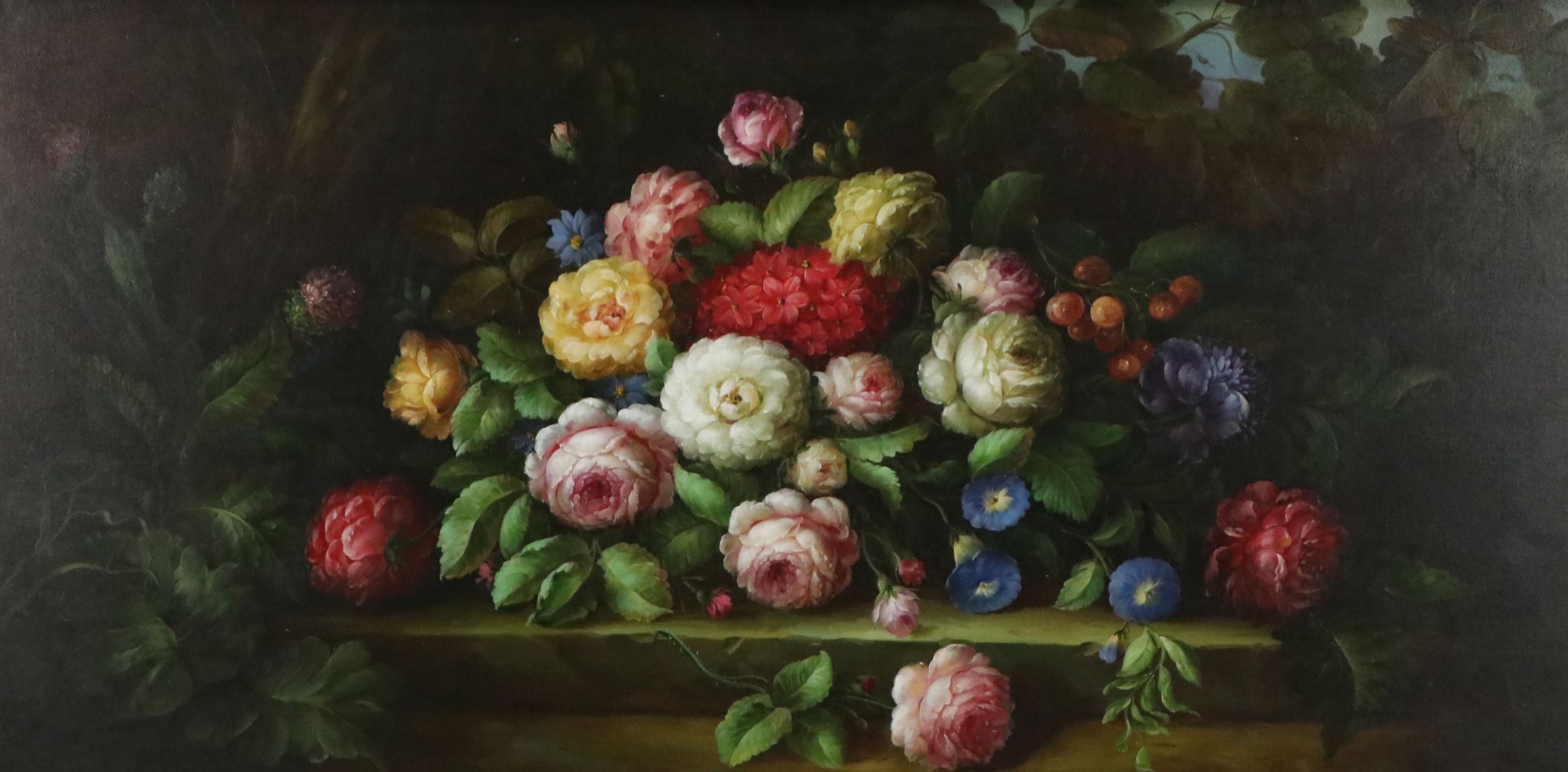Still Life Oil Painting of Flower Arrangement, Mid to Late 20th Century