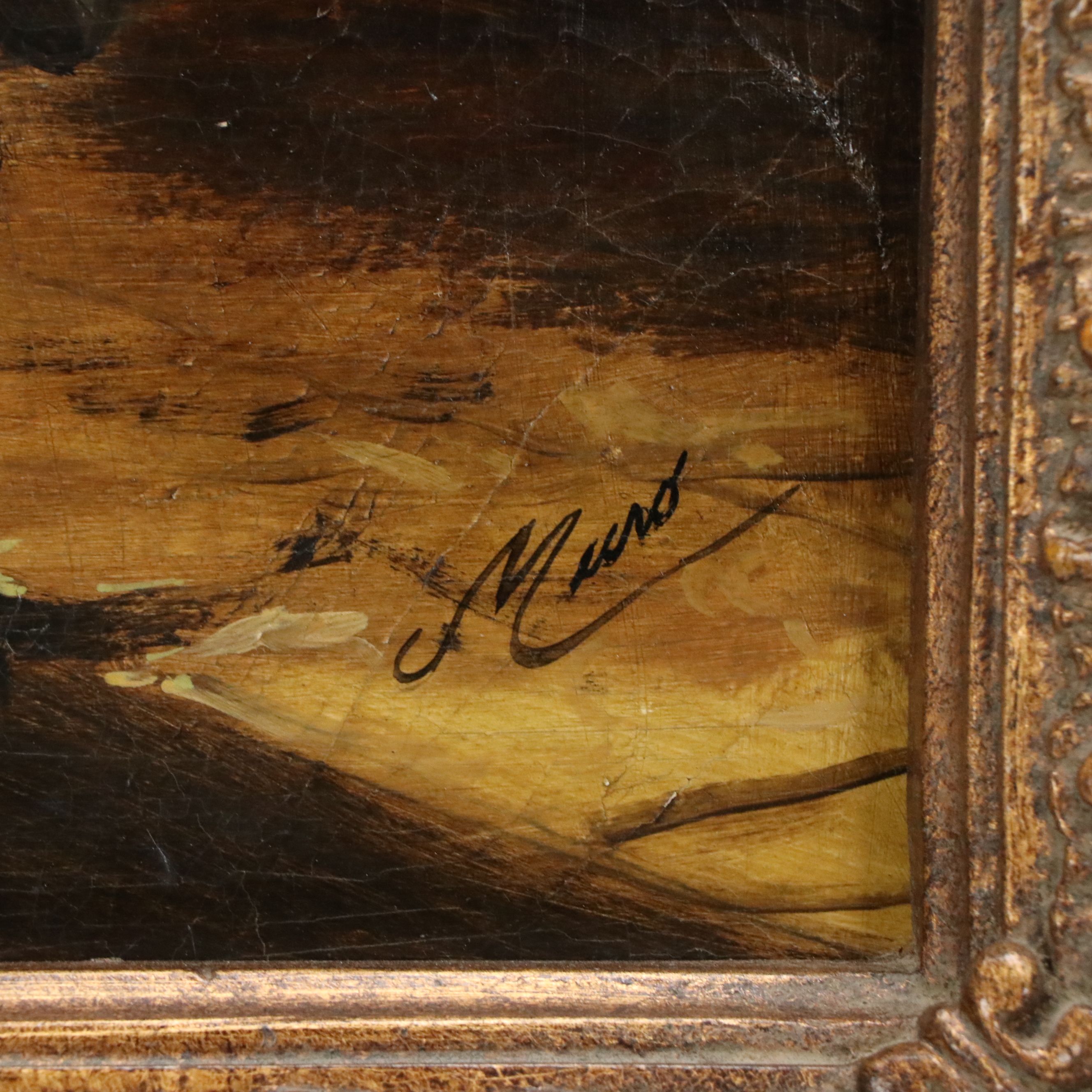 Muró Oil Painting of Man Walking Towards Bridge Over Venice Canal