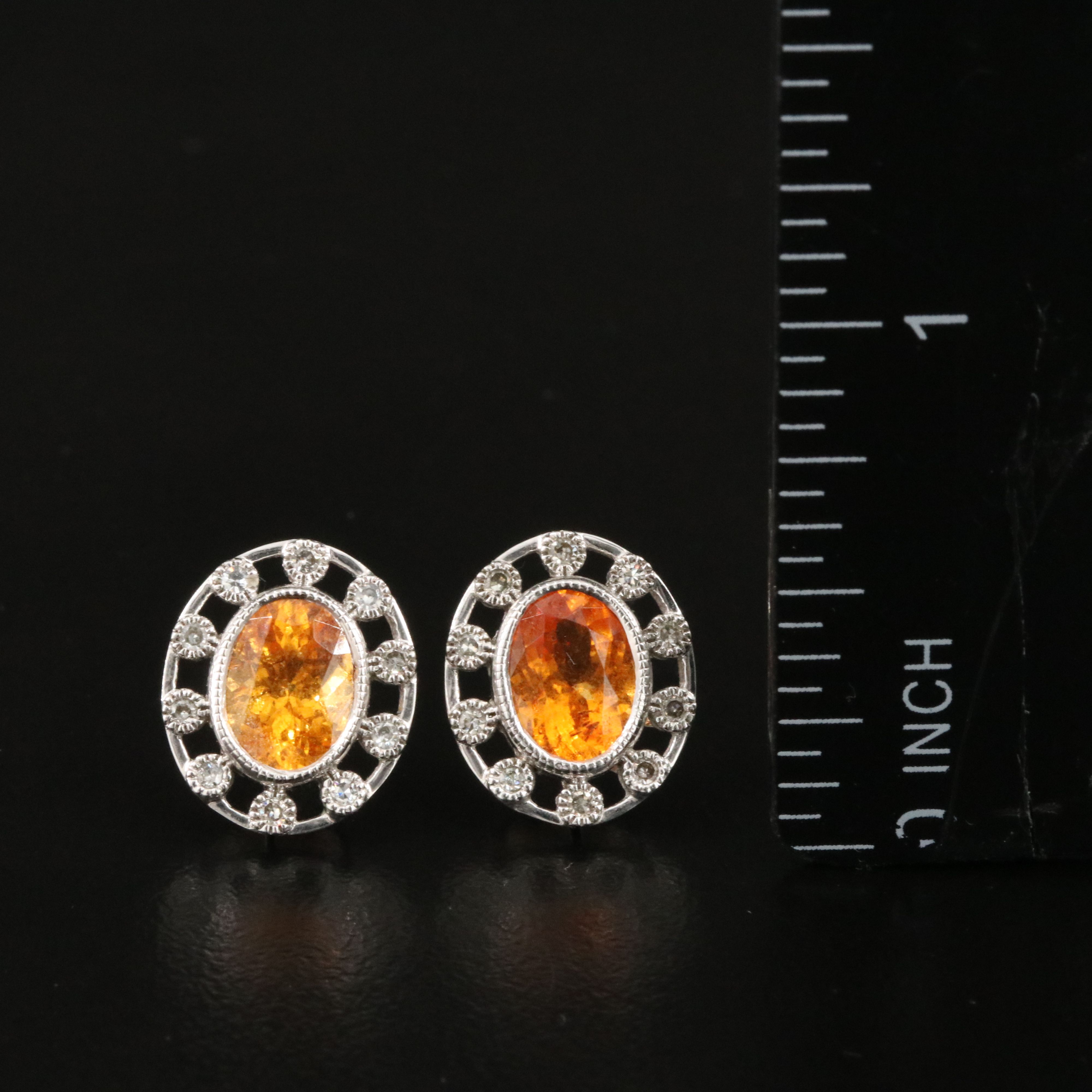 14K Spessertine Garnet and Diamond Earrings