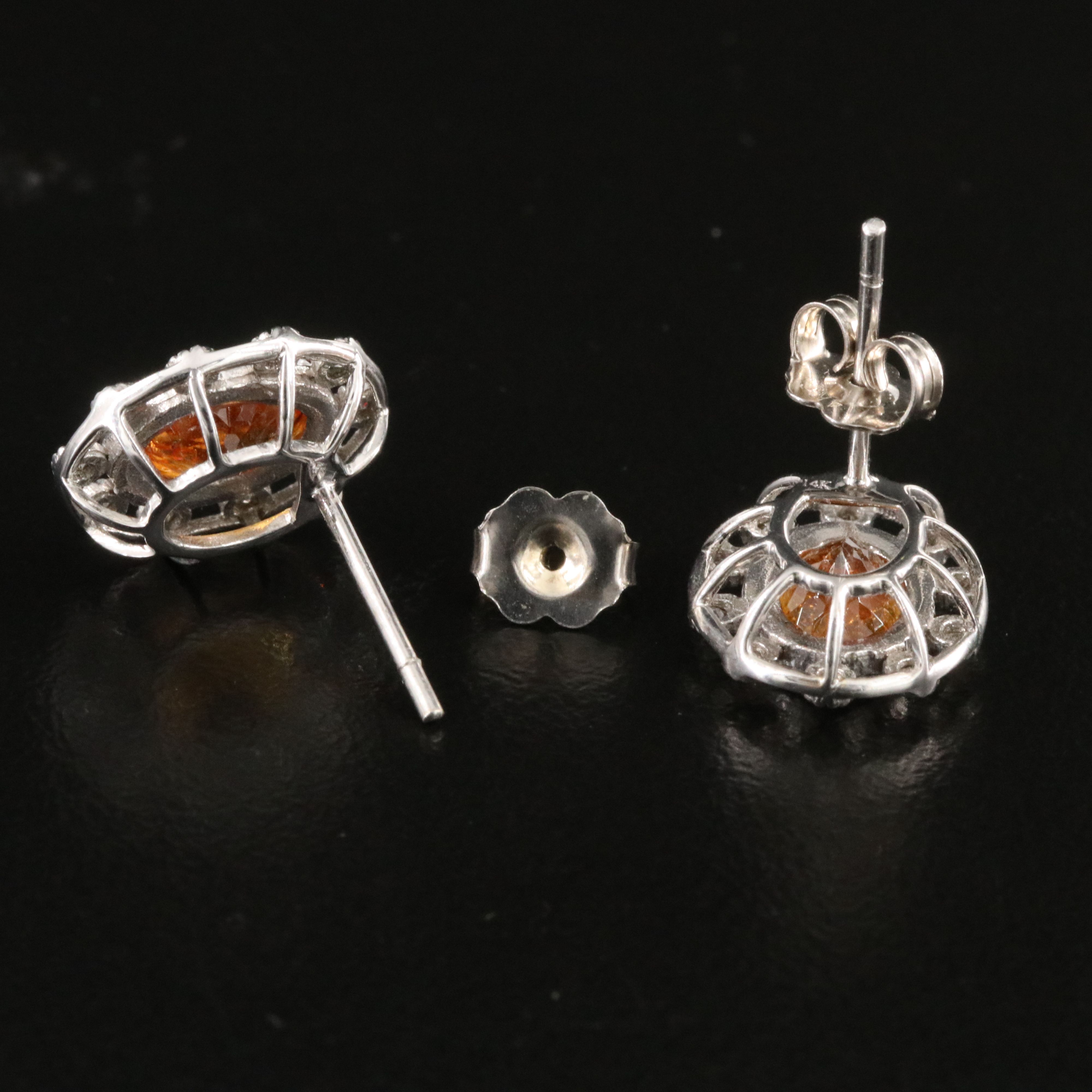 14K Spessertine Garnet and Diamond Earrings