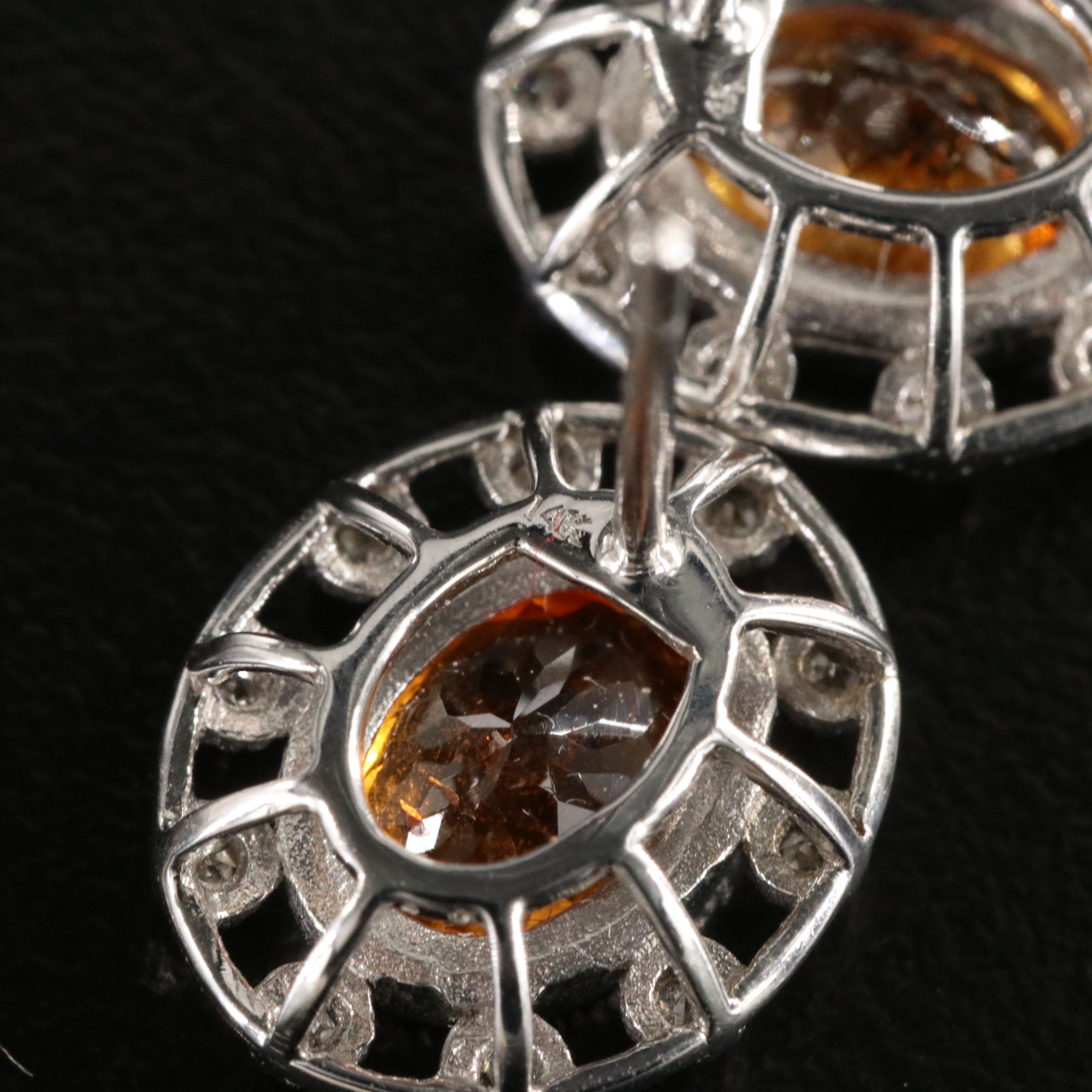 14K Spessertine Garnet and Diamond Earrings