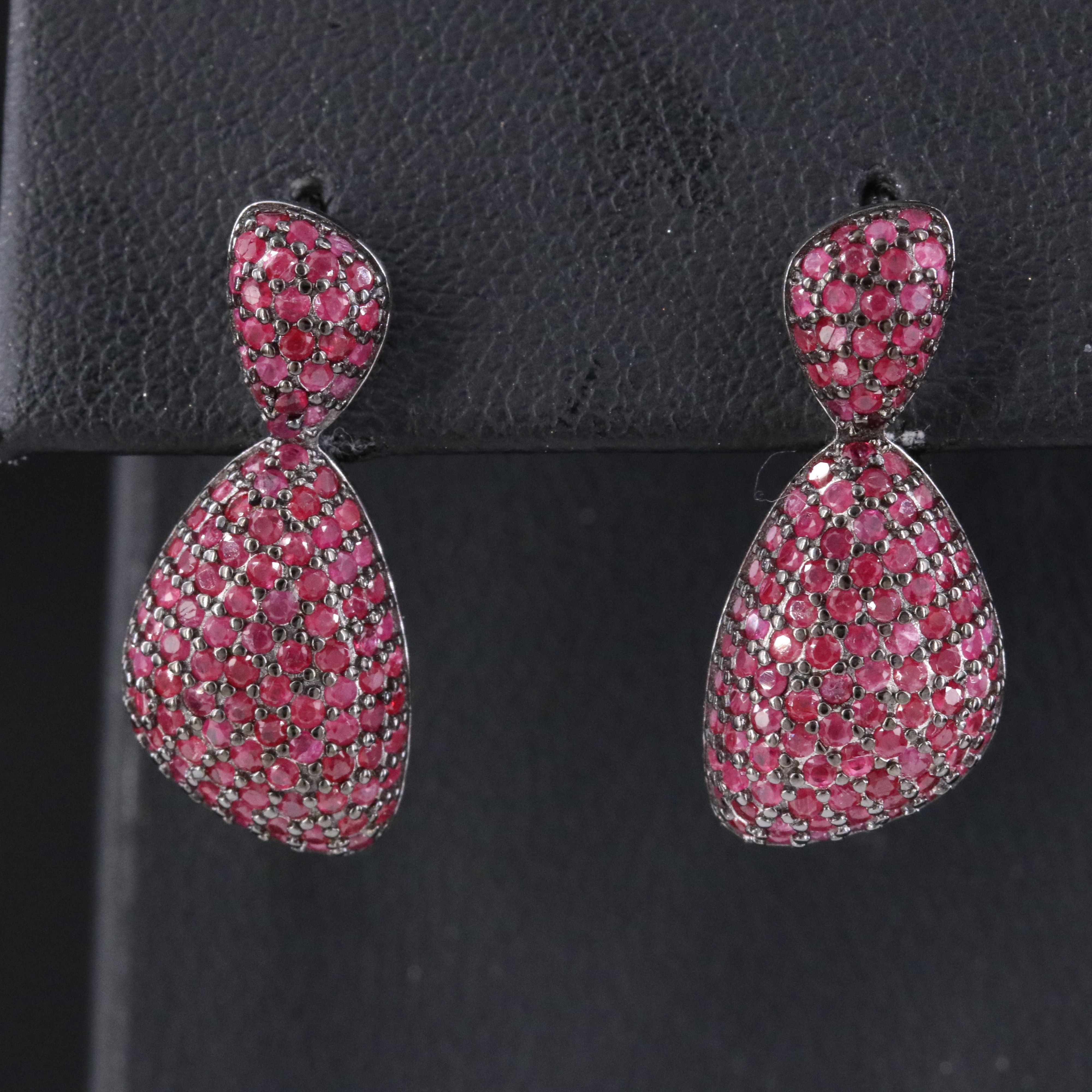 Sterling Pavé Ruby Earrings