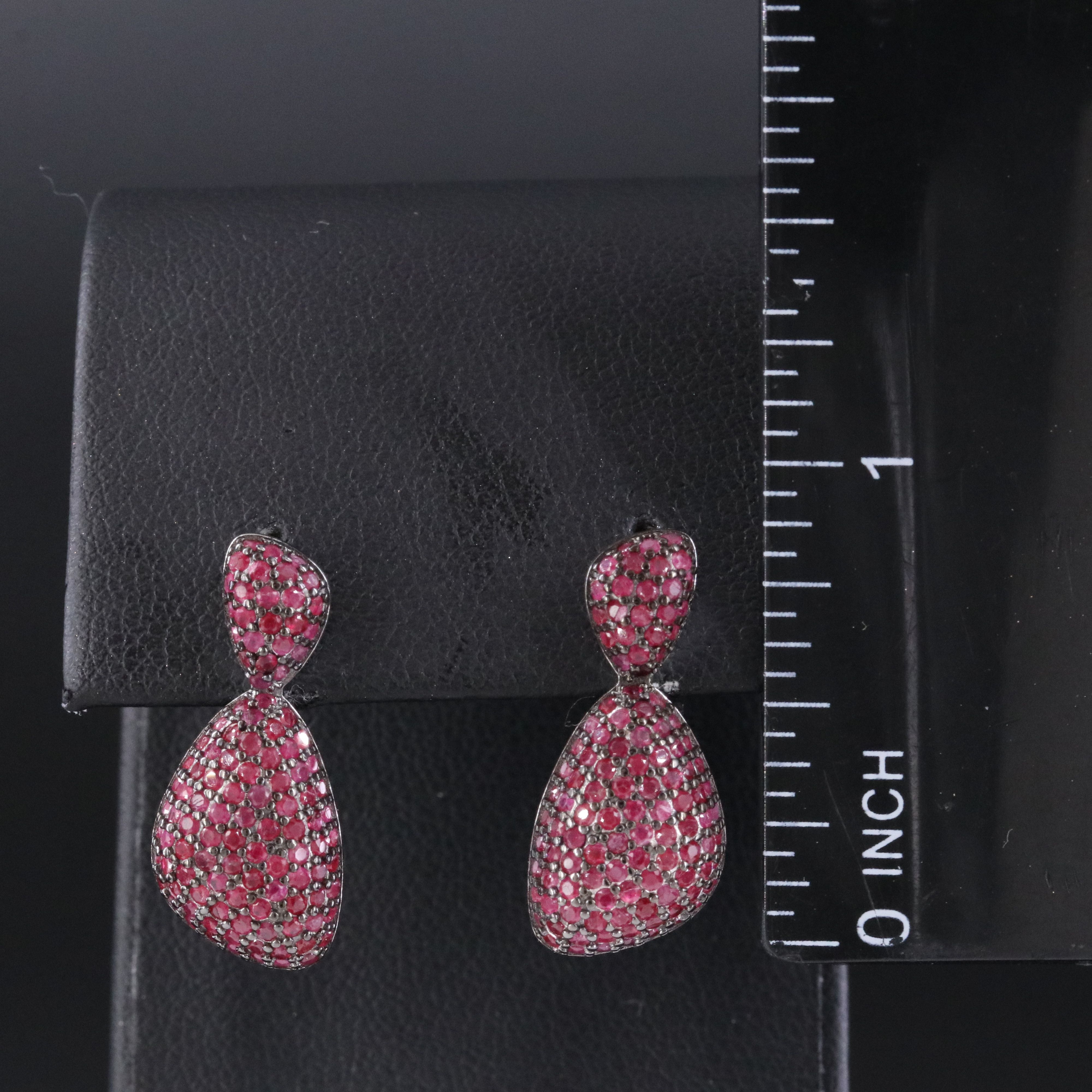 Sterling Pavé Ruby Earrings
