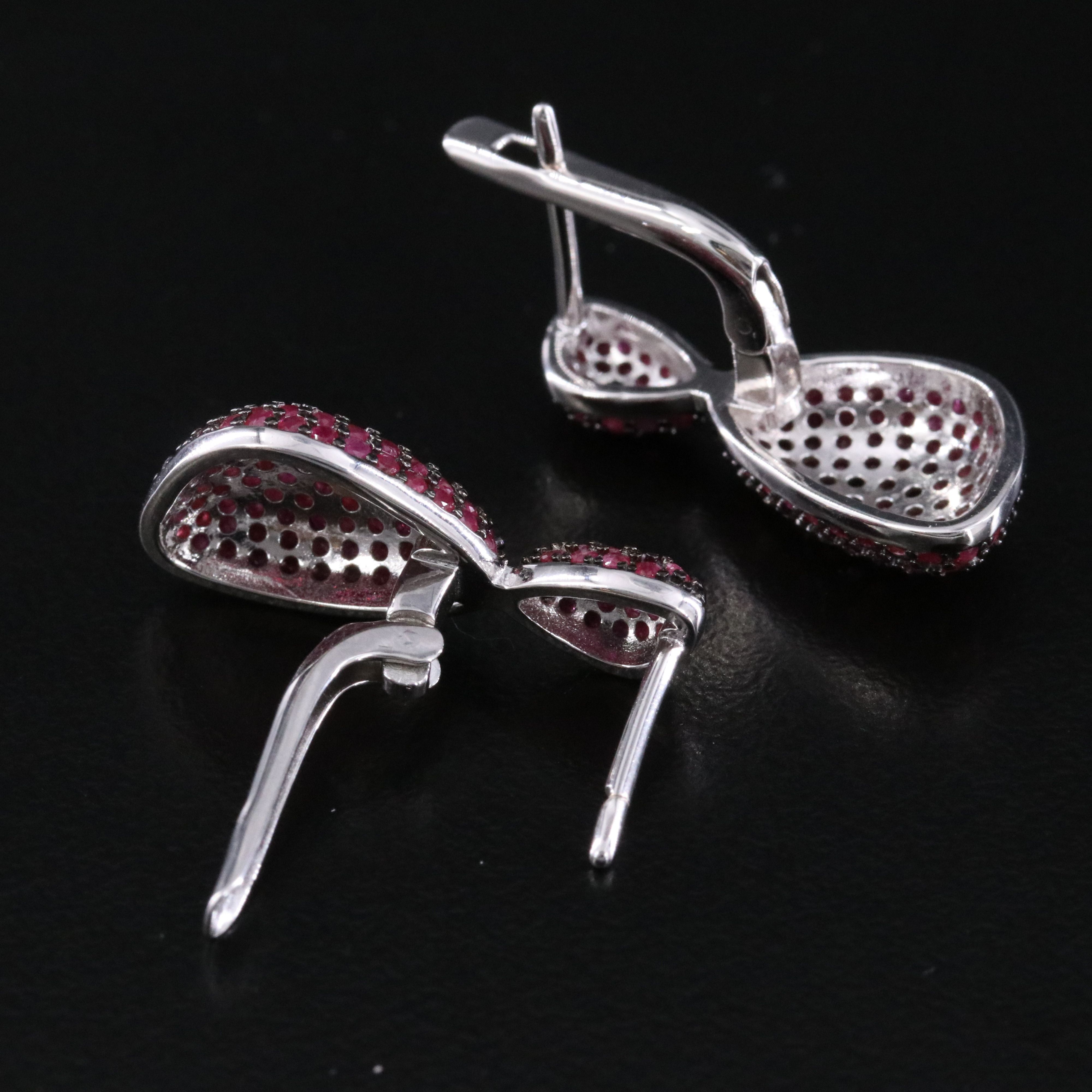Sterling Pavé Ruby Earrings