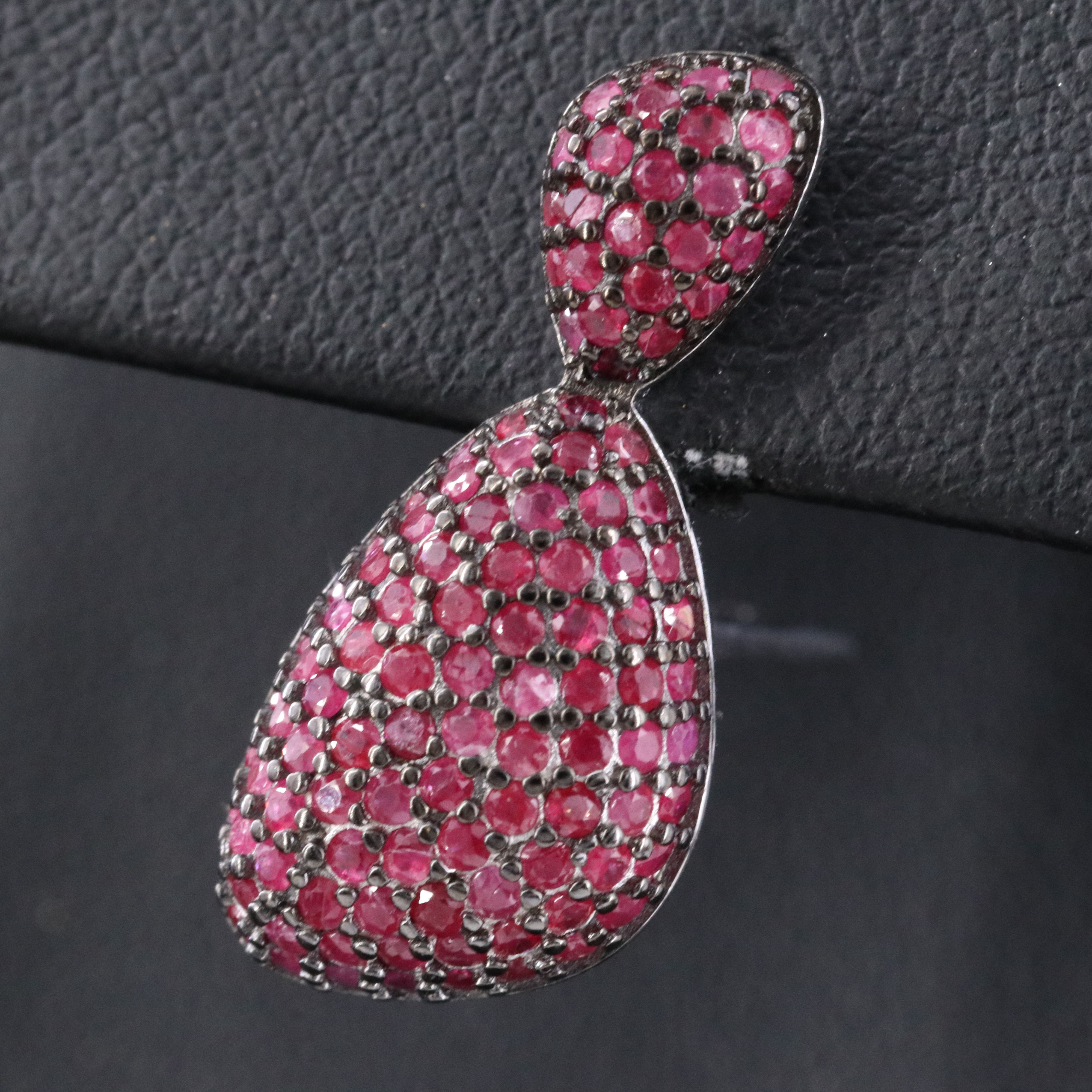 Sterling Pavé Ruby Earrings