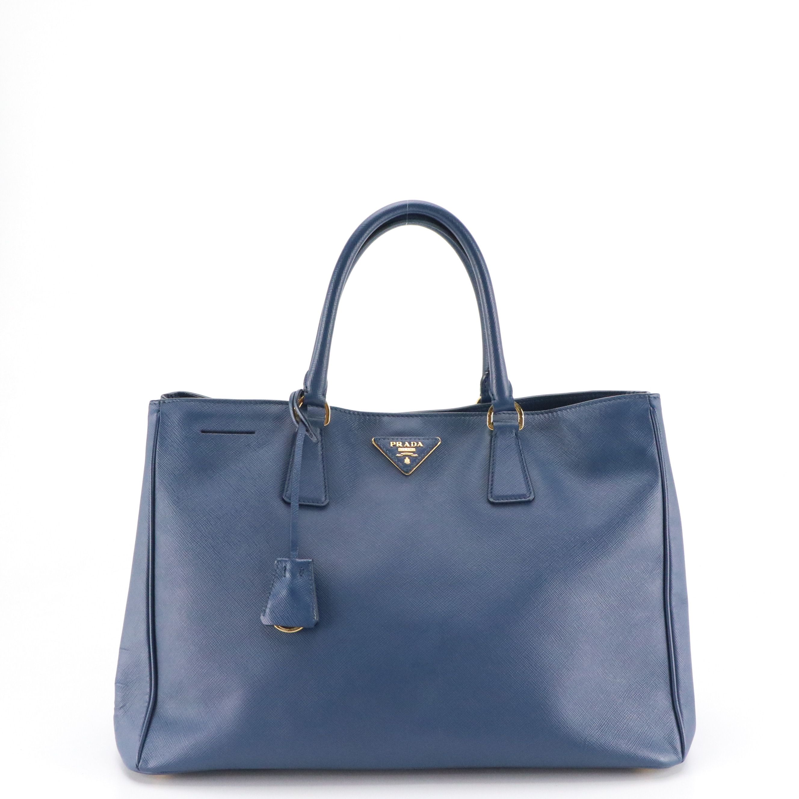 Prada Blue Saffiano Leather Extra Large Galleria Tote Bag