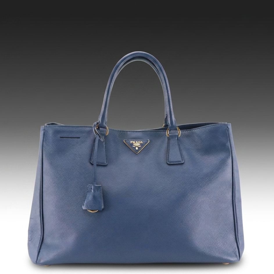 Prada Blue Saffiano Leather Extra Large Galleria Tote Bag