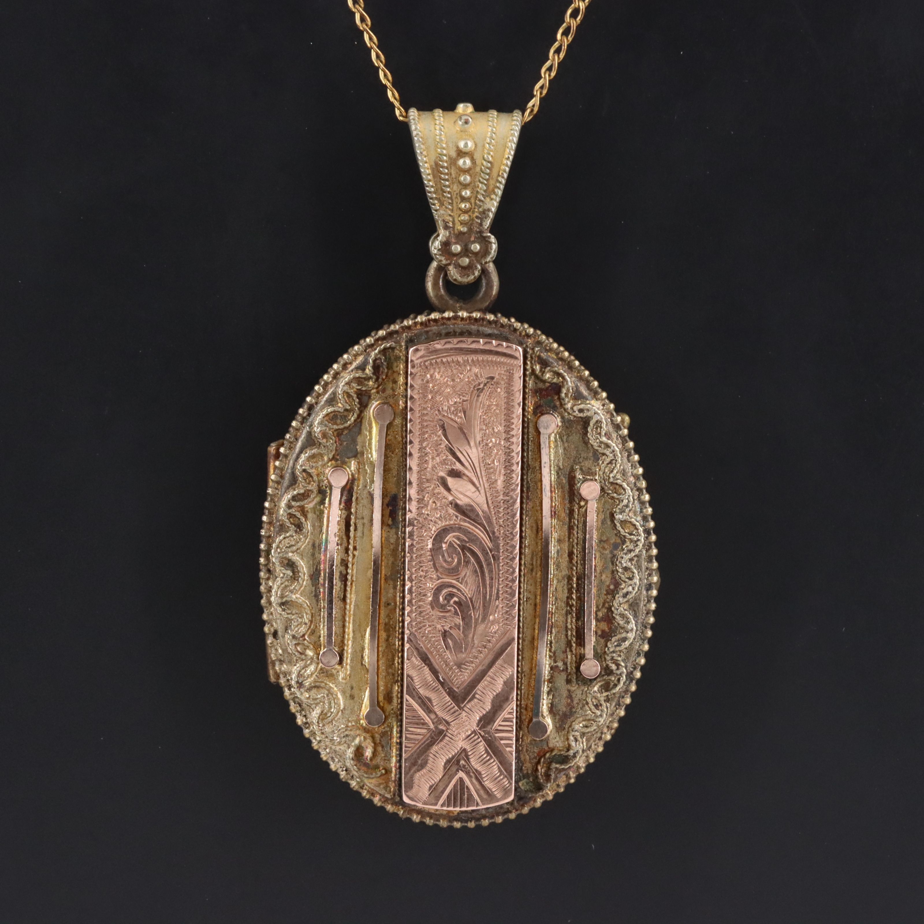Victorian Locket with Gold-Filled Chain