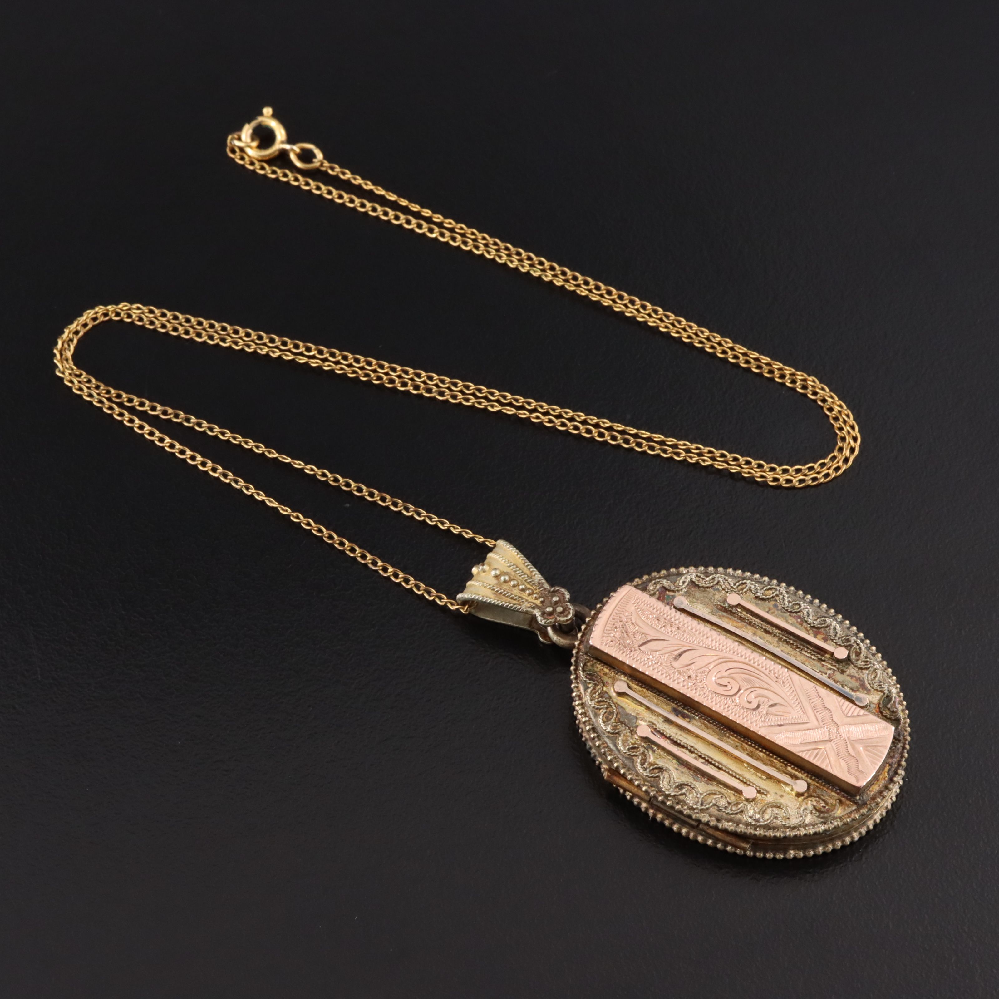 Victorian Locket with Gold-Filled Chain