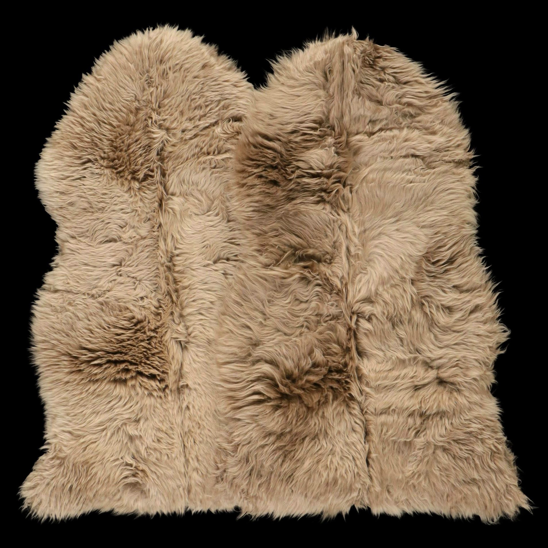 Pair of Taupe Sheepskin Accent Rugs